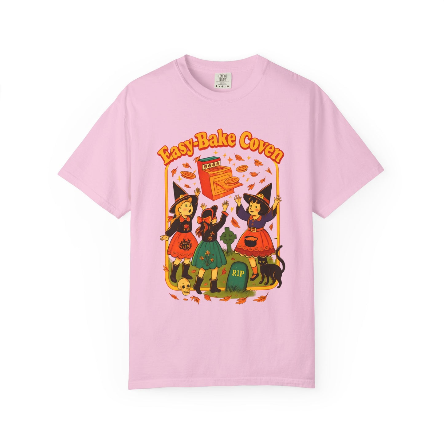 Halloween Witch T-Shirt, Unisex Garment-Dyed Shirt, Easy-Bake Coven Tee, Spooky Season Apparel, Cute Witch Design