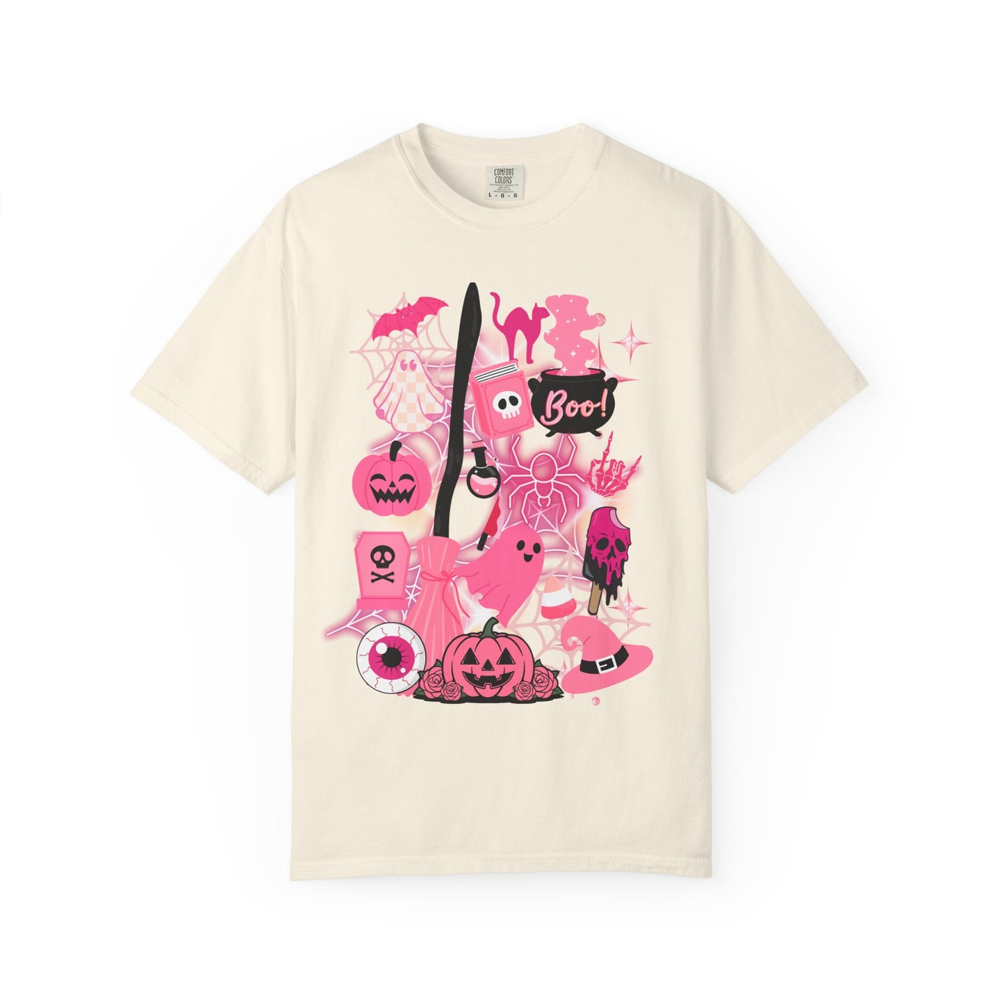 Pink Halloween-Themed Unisex T-shirt, Spooky Shirt, Ghostly Apparel, Boo T-shirt, Fall Fashion, Halloween Costume Top