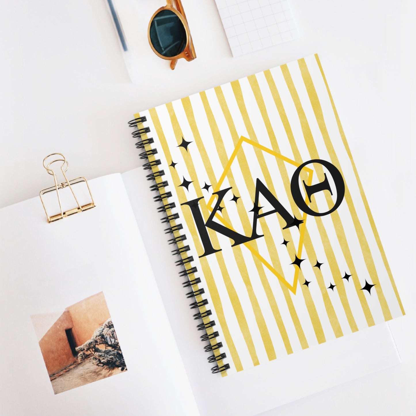 Chic Yellow Spiral Notebook - KaO Design, Stylish Journaling, School Supplies, Gift for Students, Doodle Journal