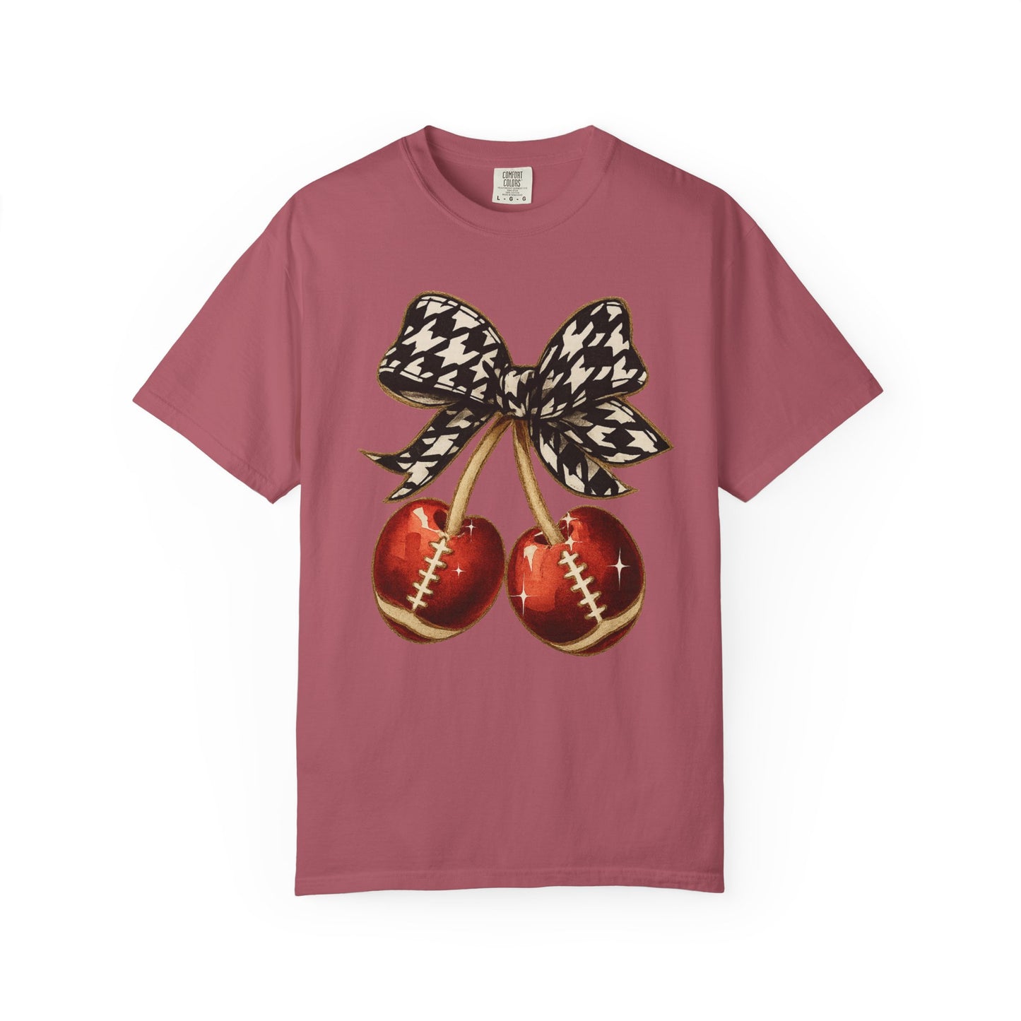 Houndstooth Bow Unisex Tee for Sports Lovers | Garment-Dyed T-shirt