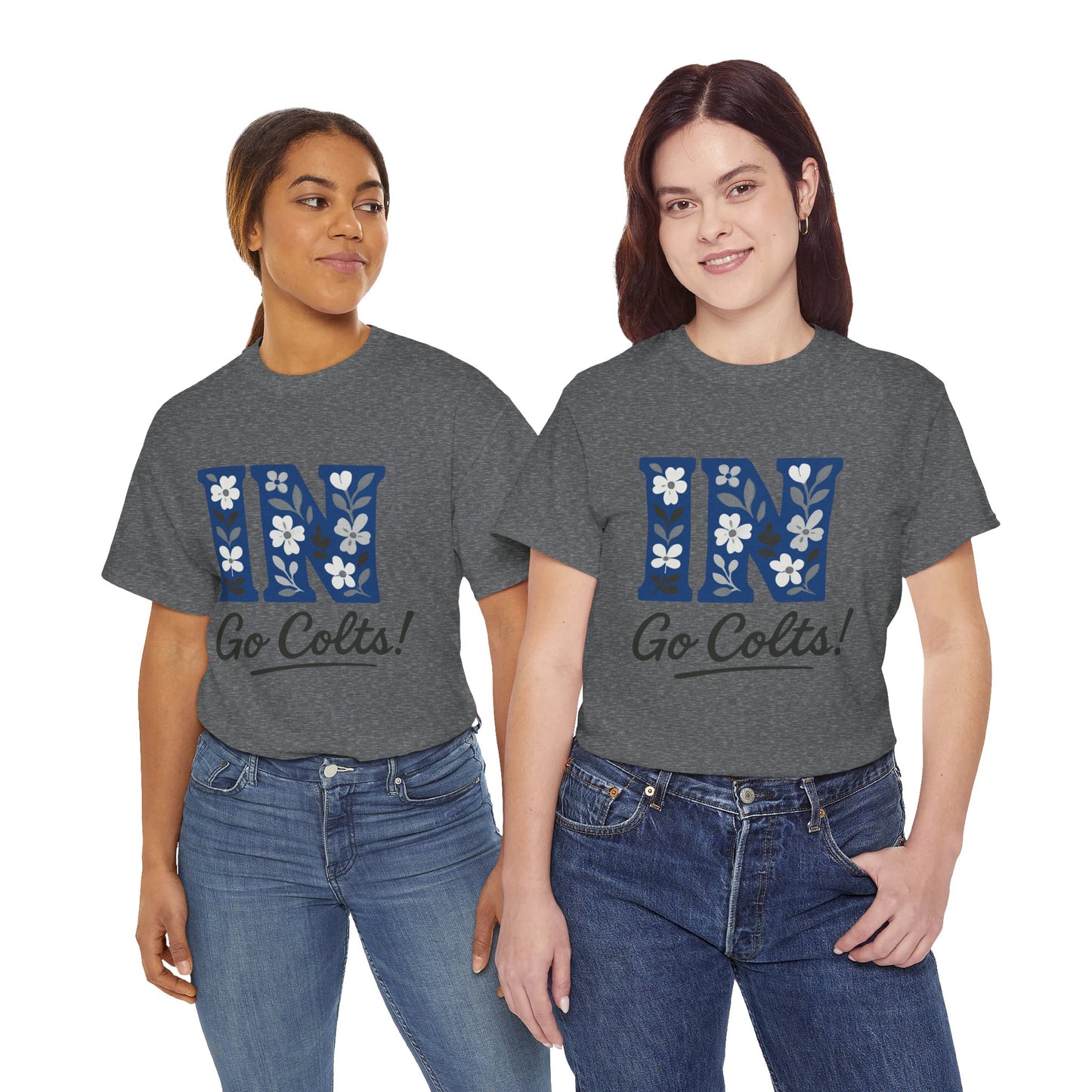 Floral Colts Tee | Unisex Heavy Cotton Tee for Sports Fans, Indiana Pride