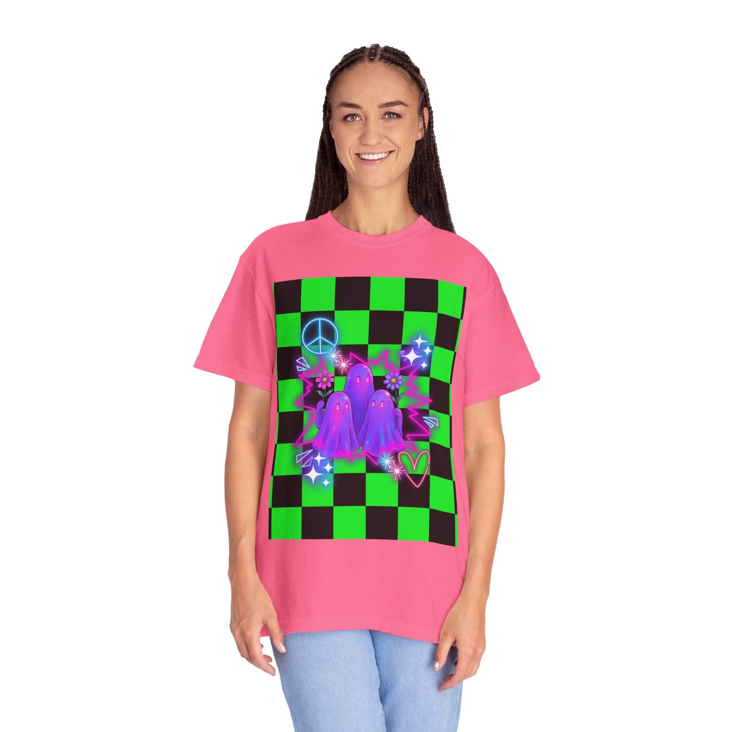 Vibrant Ghost Graphic Tee, Unisex T-shirt, Retro Vibe Shirt, Perfect for Halloween, Party Wear, Casual Style, Unique Gift