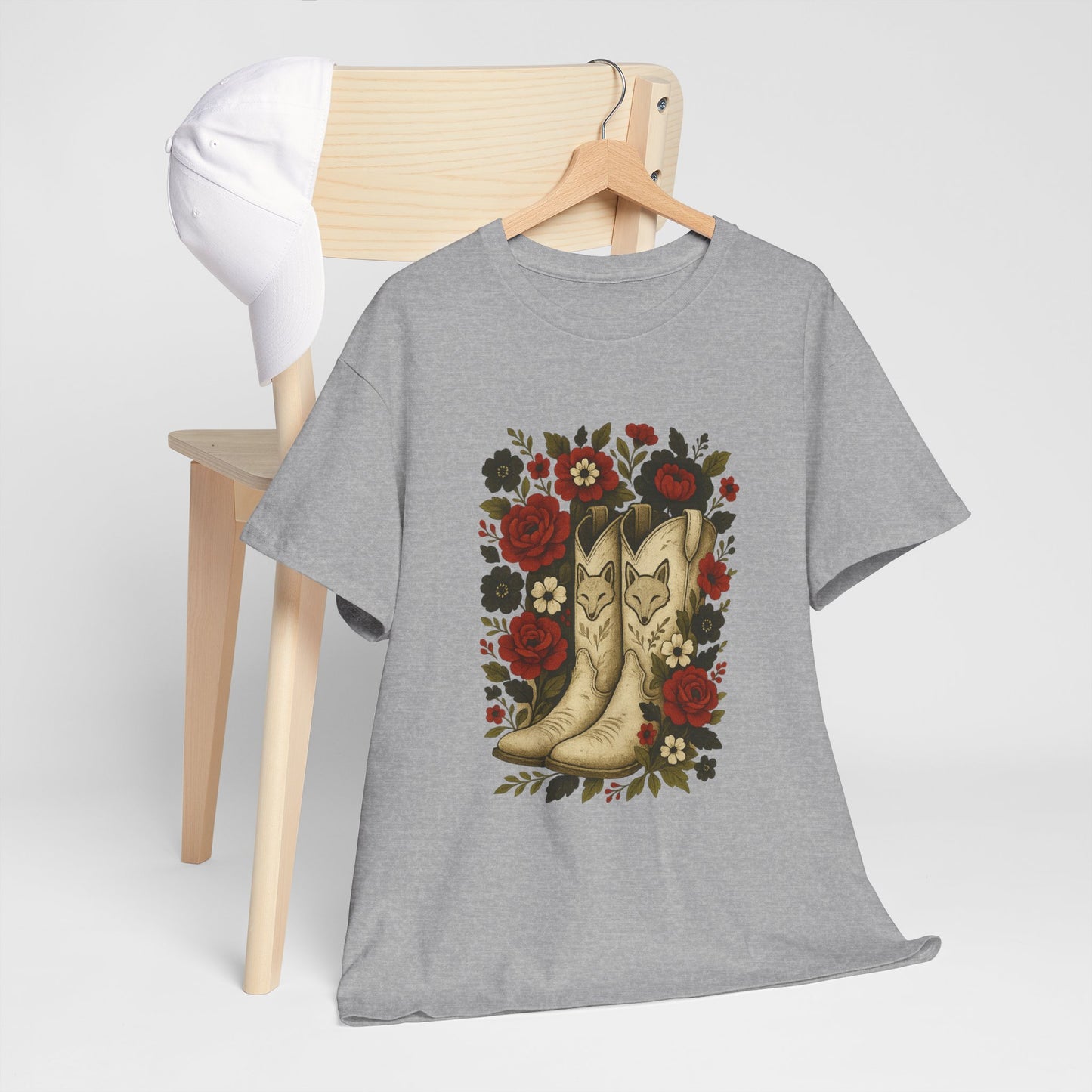 AR State Red Wolves Vintage Floral Cowboy Boots Tee