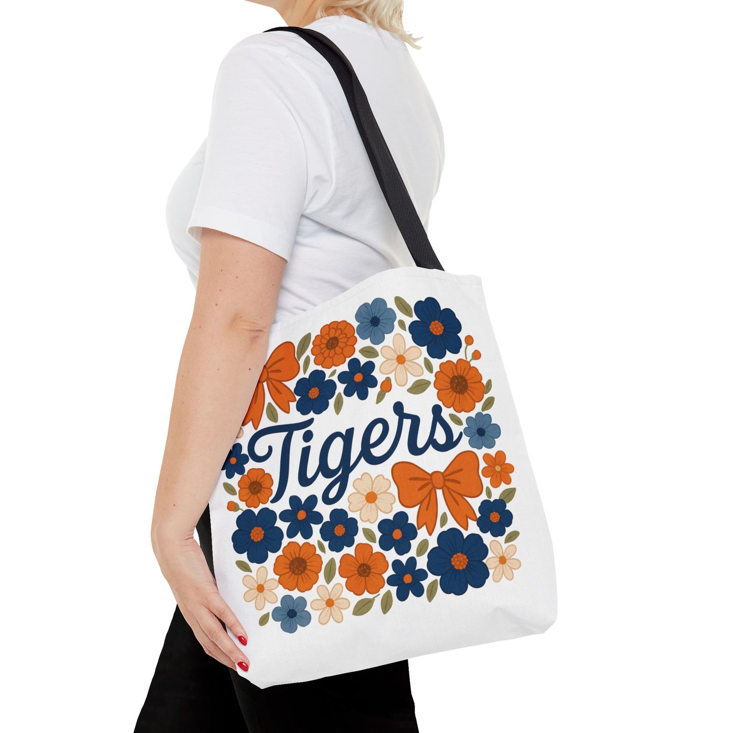 Floral Tiger Tote Bag, Cute Shopping Bag, Reusable Grocery Tote, Gift for Students, Eco-friendly Handbag, Graduation Gift, Alumni Gift