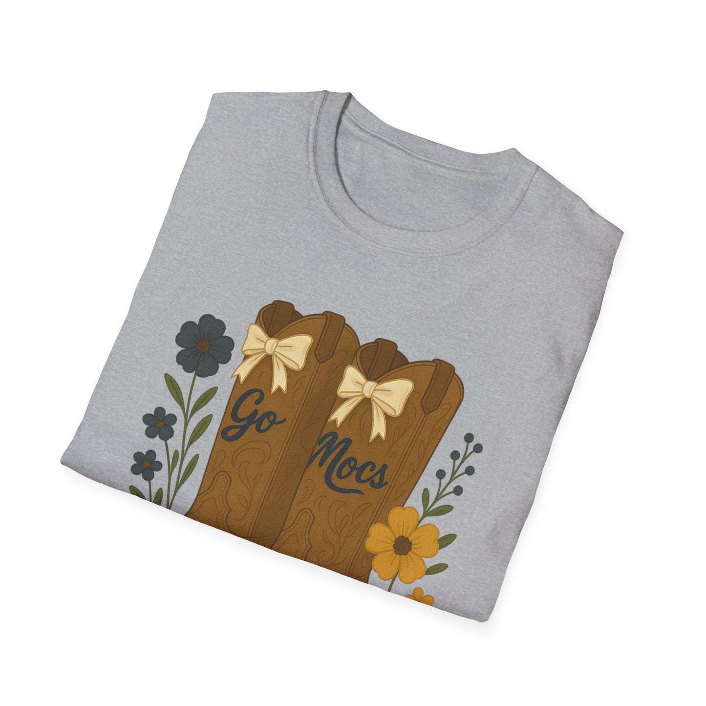 Chatt Mocs Coquette Cowgirl Boot Floral T-Shirt - Go Mocs Design, Casual Wear, Gift for Cowgirls, Western Style, Country Fan Clothing, Go Mocs, chatt tn game day, graduation gift