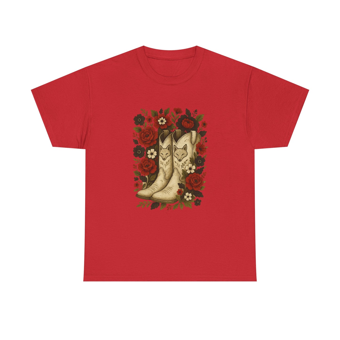 AR State Red Wolves Vintage Floral Cowboy Boots Tee