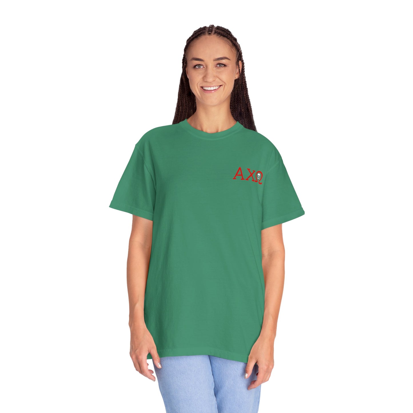 Alpha Chi Omega Garment-Dyed T-shirt, Unisex College Apparel, Sorority Shirt, Graduation Gift, Vintage Style Tee