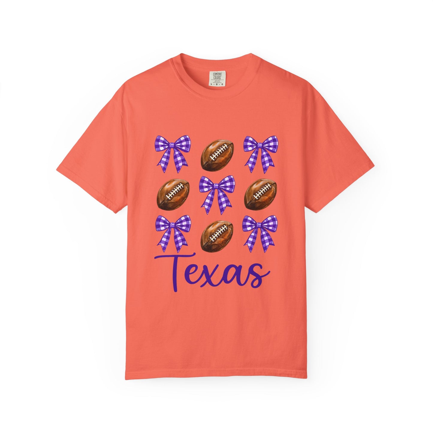 Texas Football Unisex T-Shirt with Purple Bows - Game Day Sports Apparel for Horned Frogs Fans