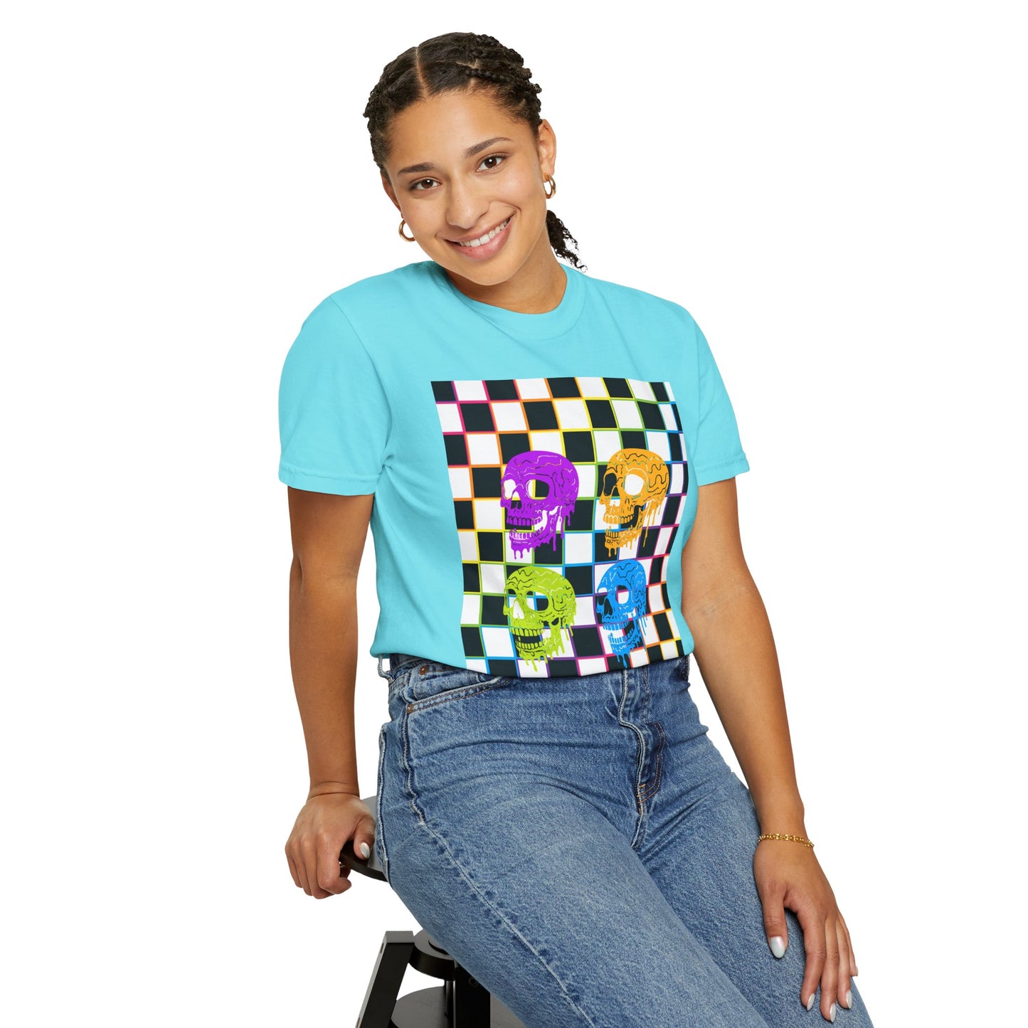 Vibrant Skull Graphic T-Shirt, Unisex Tee, Halloween Outfit, Alternative Fashion, Festival Wear, Casual Street Style