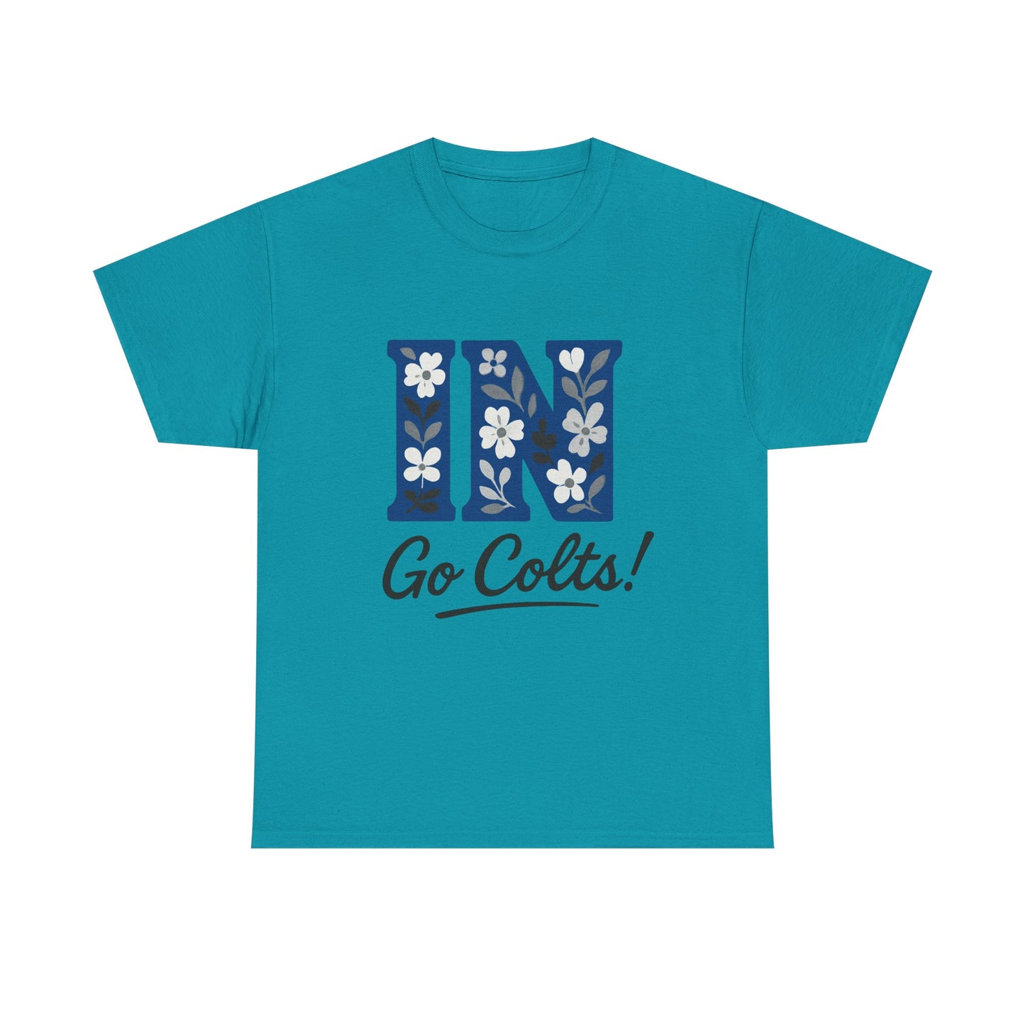 Floral Colts Tee | Unisex Heavy Cotton Tee for Sports Fans, Indiana Pride