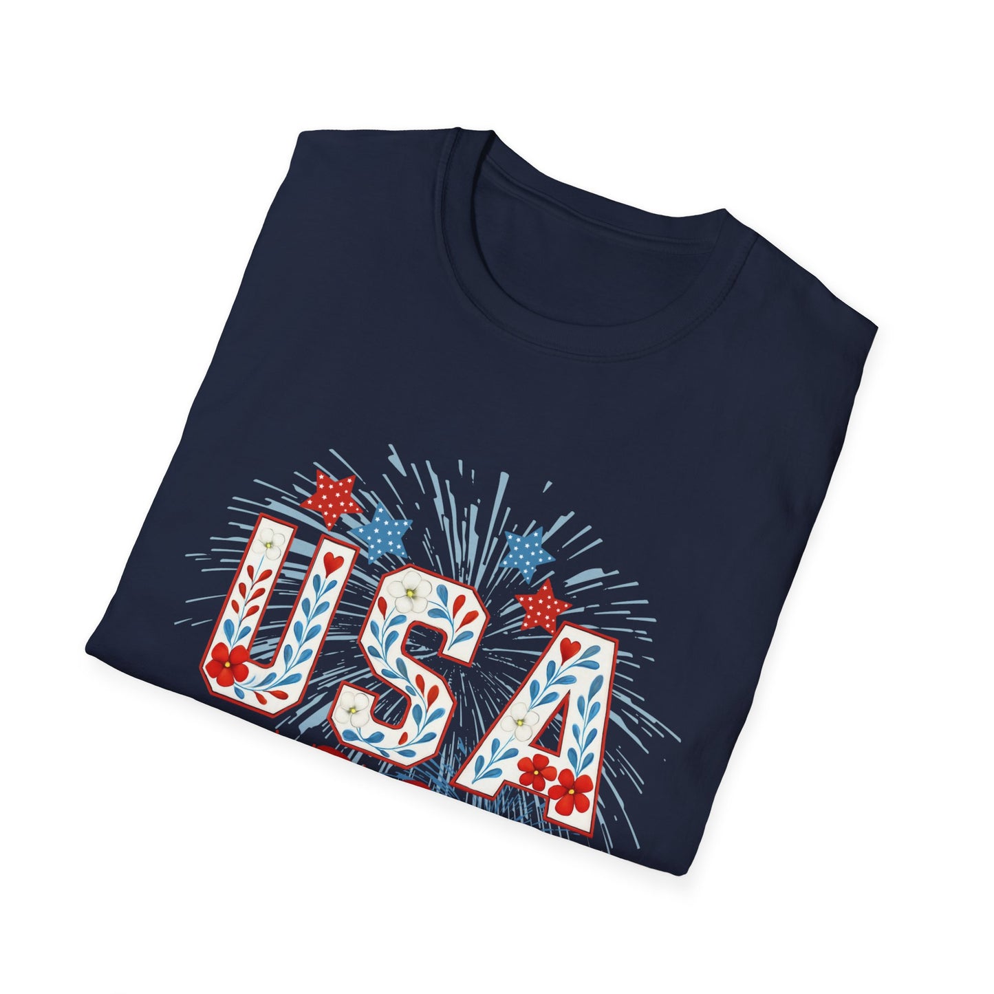 Patriotic USA Fireworks T-Shirt, 4th of July Tee, Unisex Graphic Shirt, Independence Day Apparel, Stars and Stripes Clothing