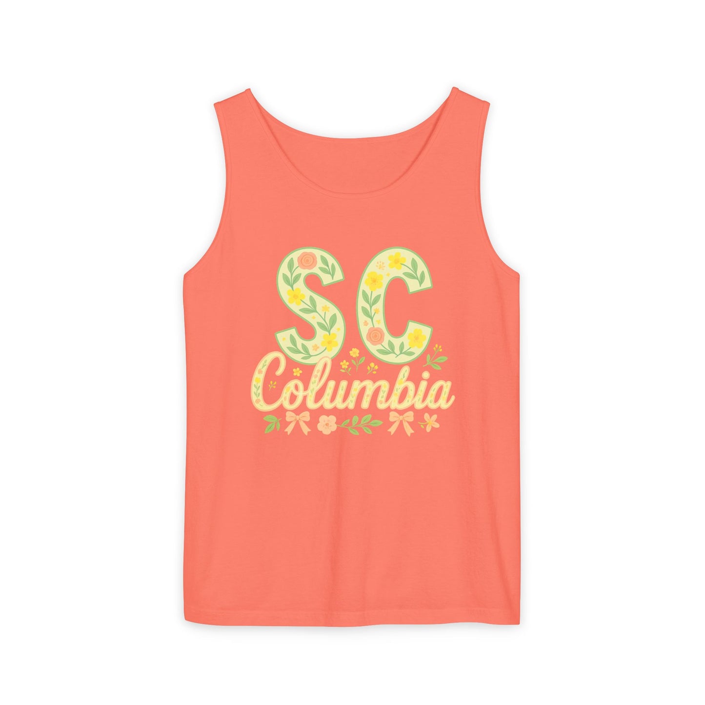 SC Columbia Floral Tank Top, Summer Tee, Beachwear, Vacation Clothes, Gift for Her, Casual Outfit, Comfort Colors, Graduation Gift