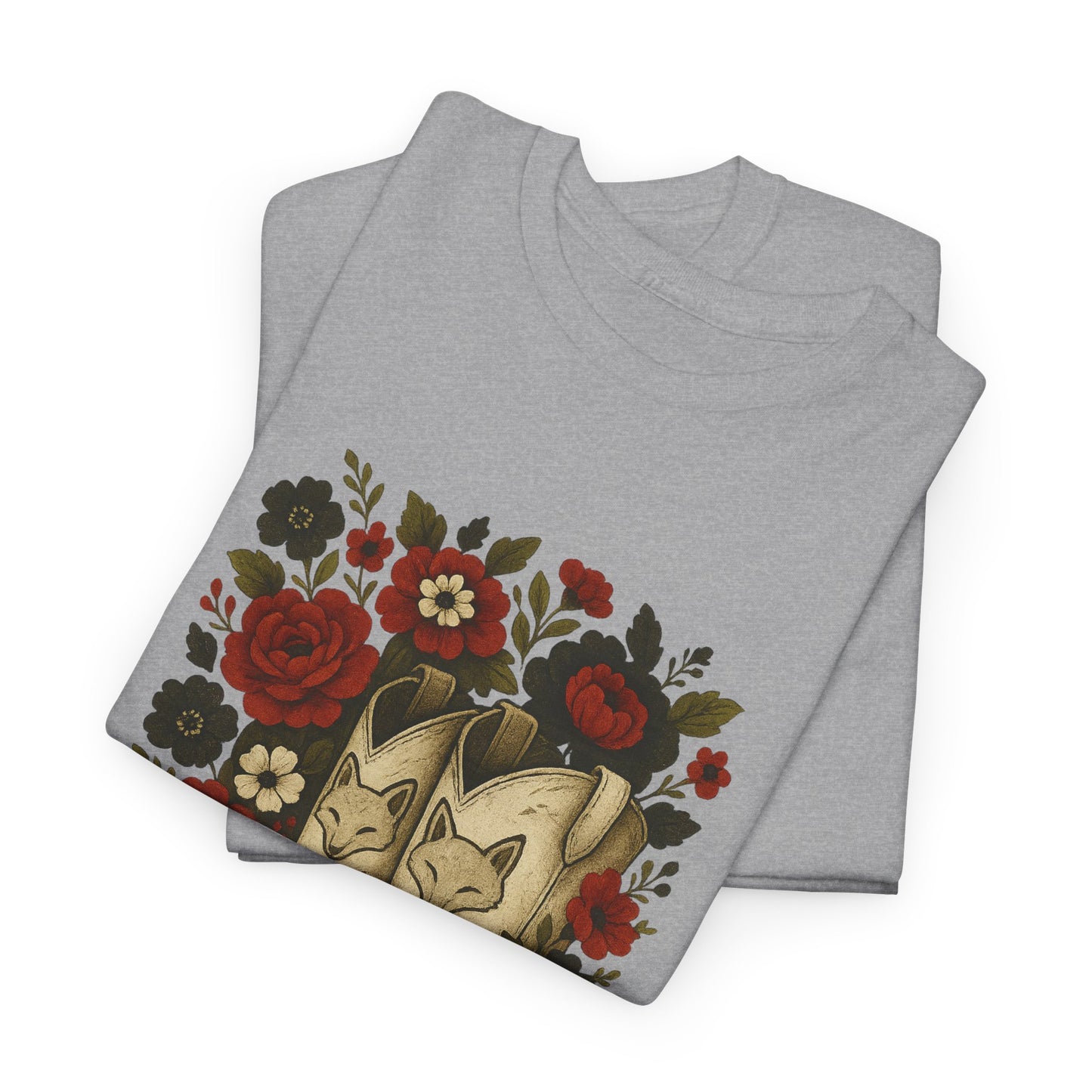 AR State Red Wolves Vintage Floral Cowboy Boots Tee