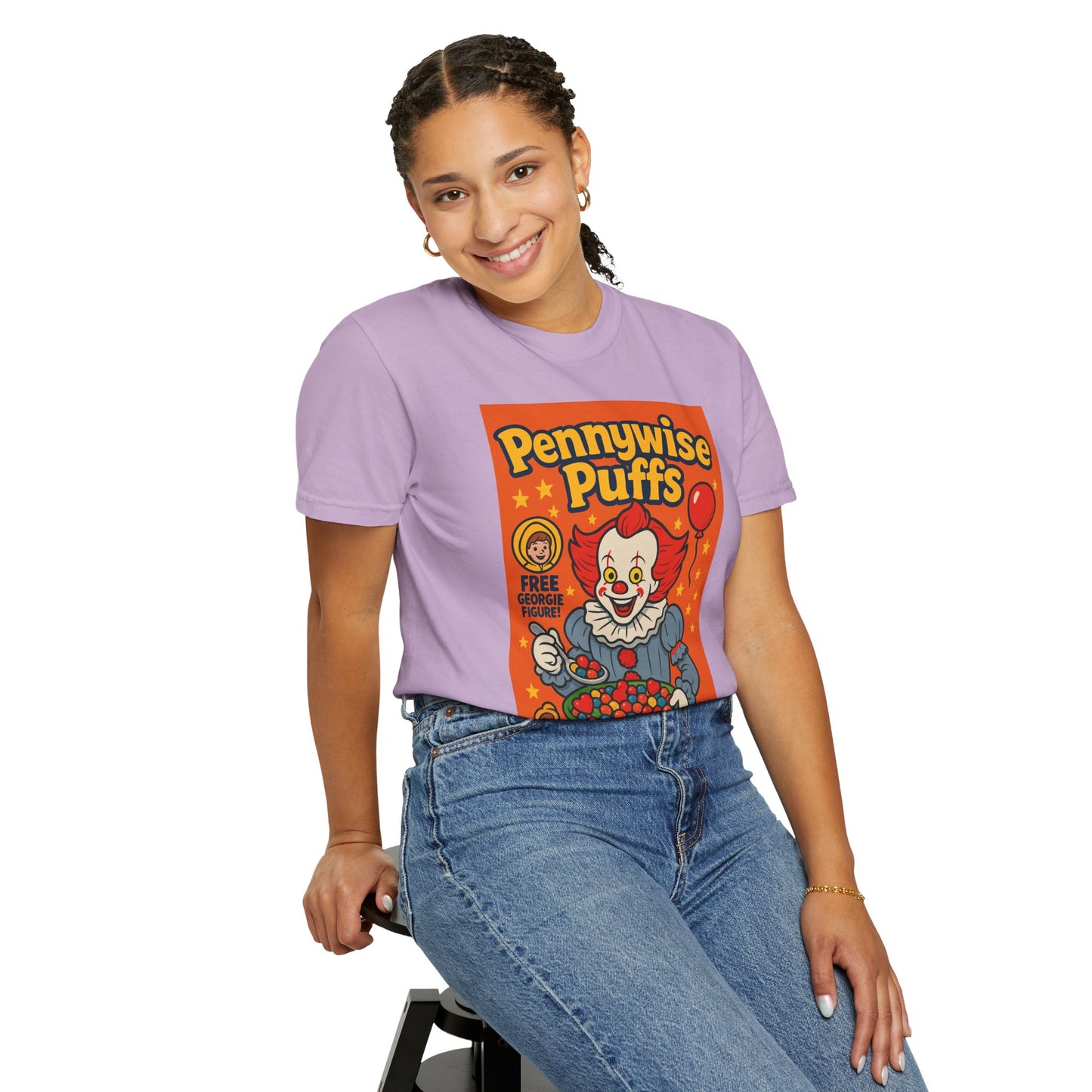 Pennywise Puffs T-Shirt | Unisex Graphic Tee for Horror Fans, Perfect for Halloween, Movie Nights, Gifts, Cosplay