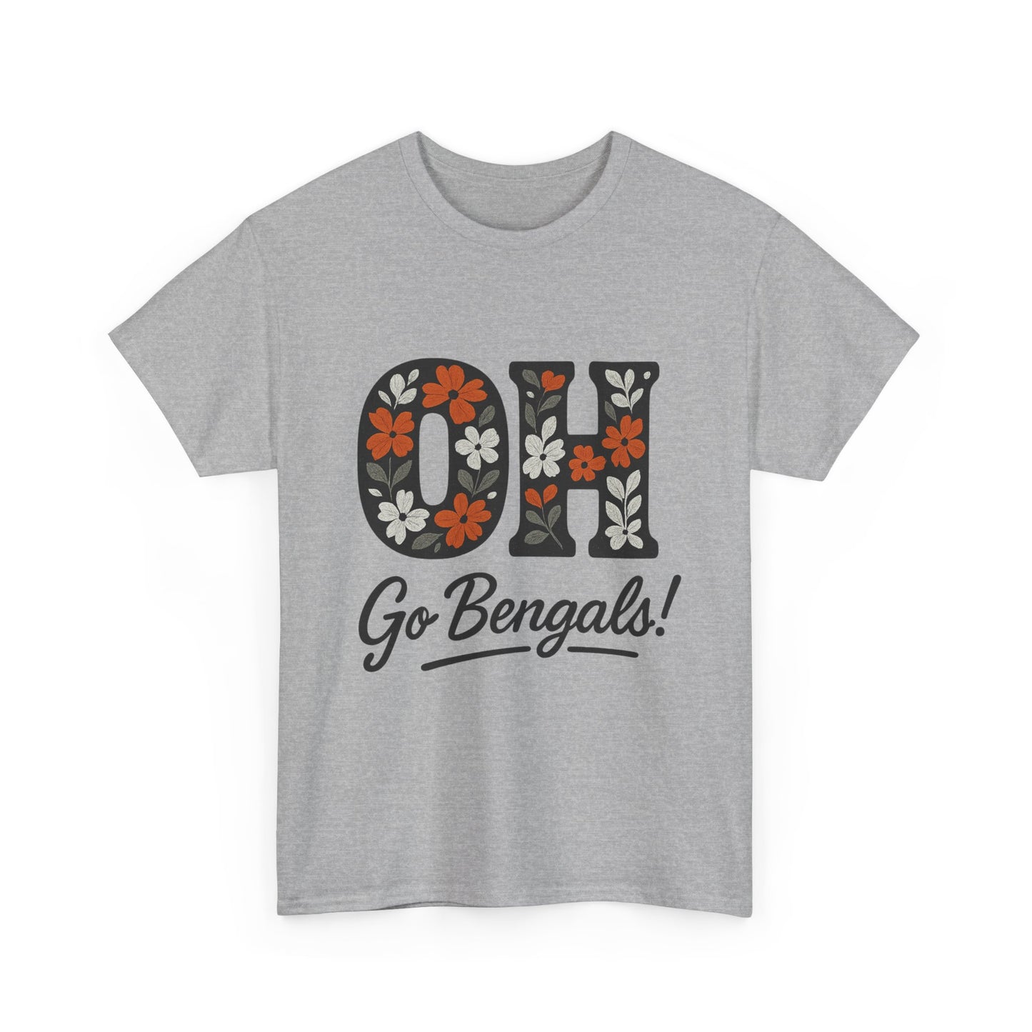 Bengals Floral Tee - Unisex Heavy Cotton
