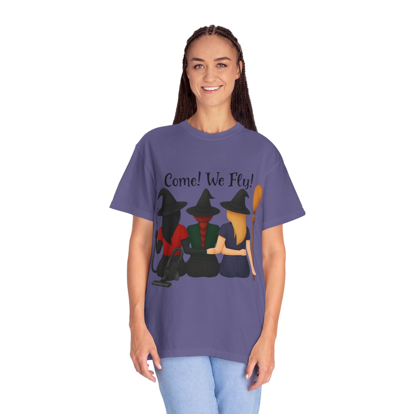 Witchy Halloween T-shirt - Come We Fly Unisex Garment-Dyed Tee