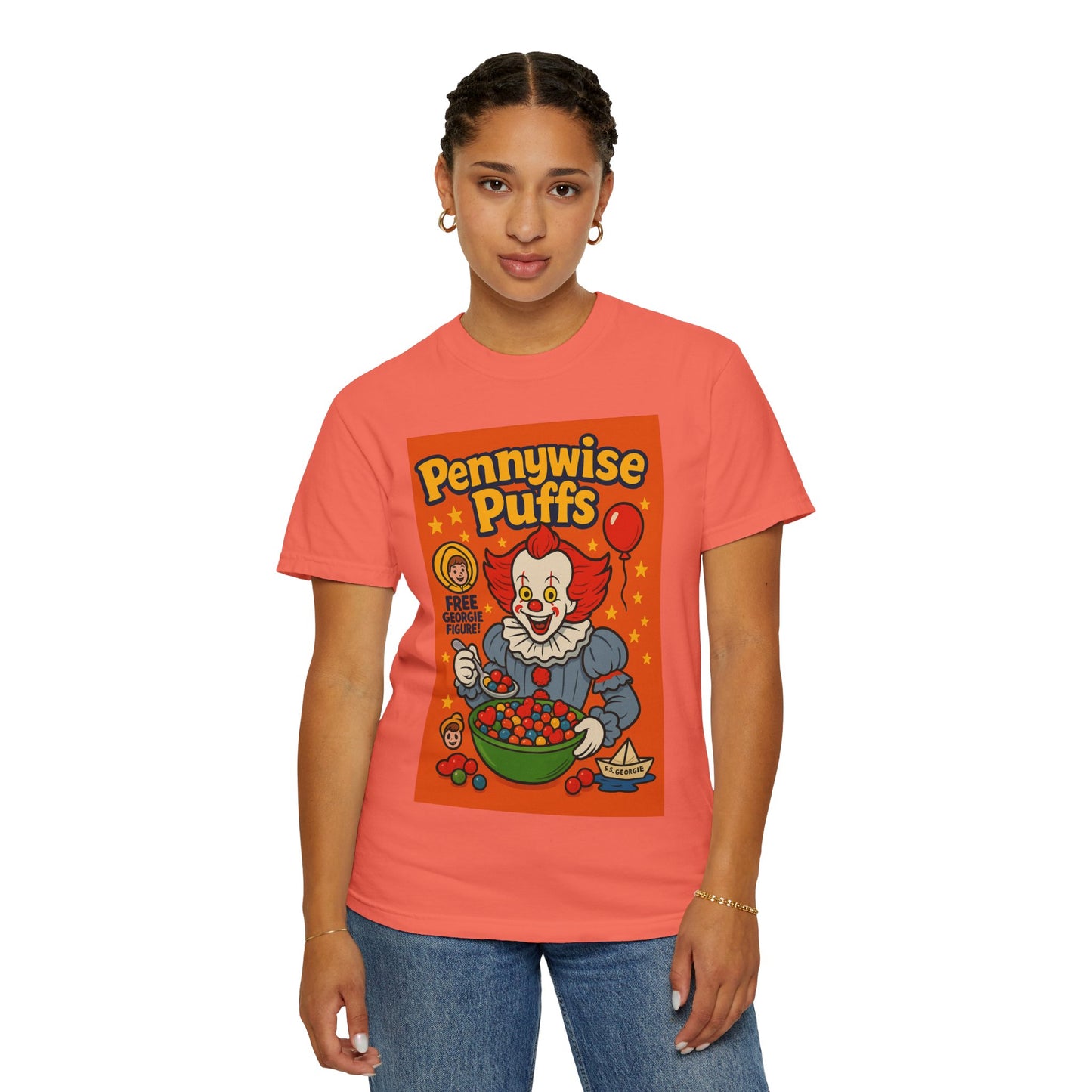 Pennywise Puffs T-Shirt | Unisex Graphic Tee for Horror Fans, Perfect for Halloween, Movie Nights, Gifts, Cosplay