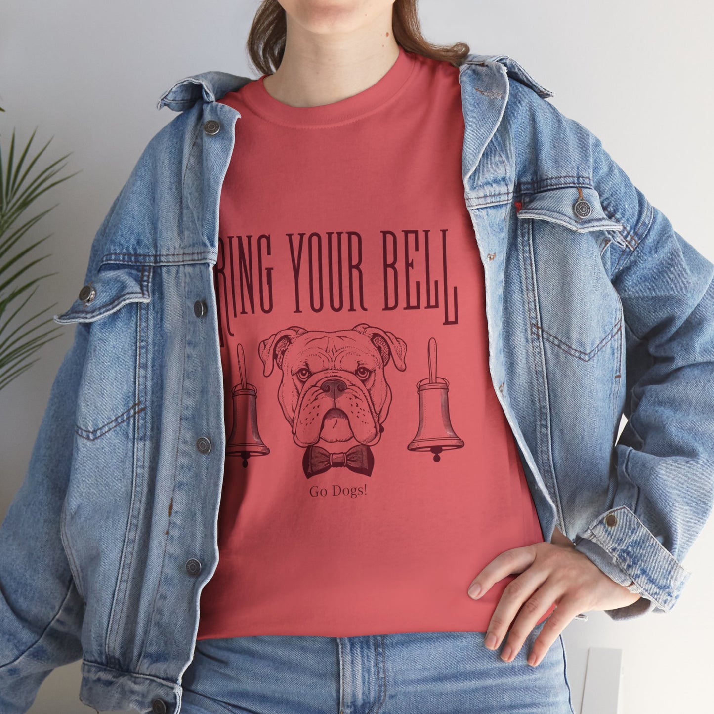 Dog Lover's Unisex Heavy Cotton Tee | 'Ring Your Bell' Shirt, Bulldog Tee, Pet Owner Gift, Funny Dog Apparel, Casual Wear