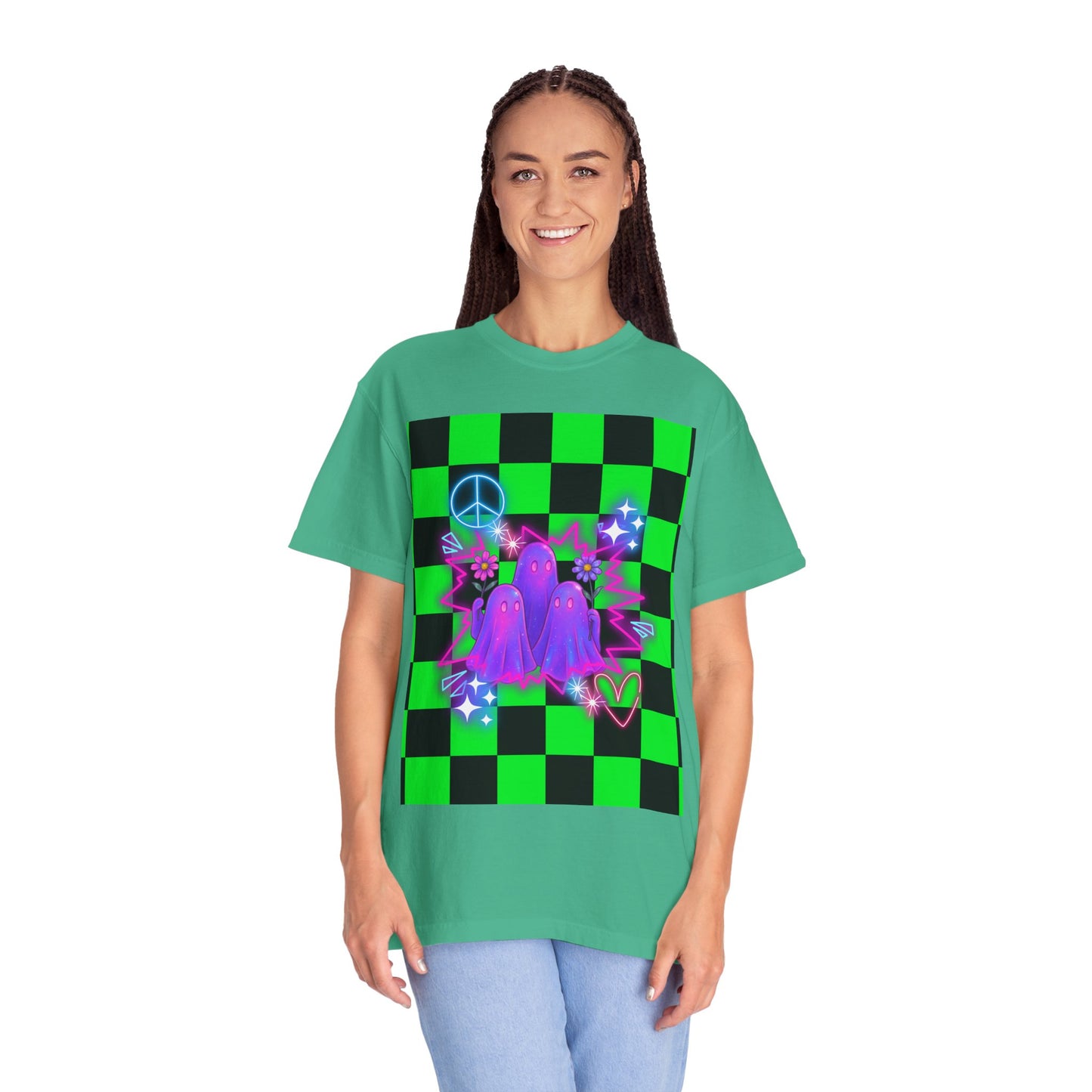 Vibrant Ghost Graphic Tee, Unisex T-shirt, Retro Vibe Shirt, Perfect for Halloween, Party Wear, Casual Style, Unique Gift