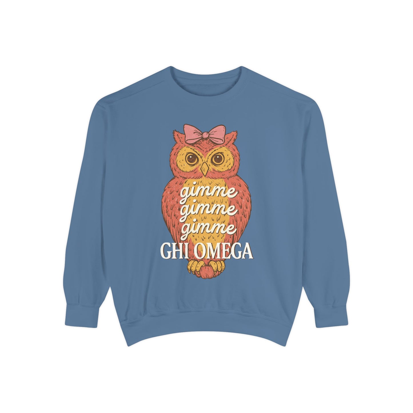 Gimme Gimme Owl Sweatshirt, Unisex Sweatshirt, Sorority Apparel, Cute Owl Design, Cozy Gift, College Sweatshirt