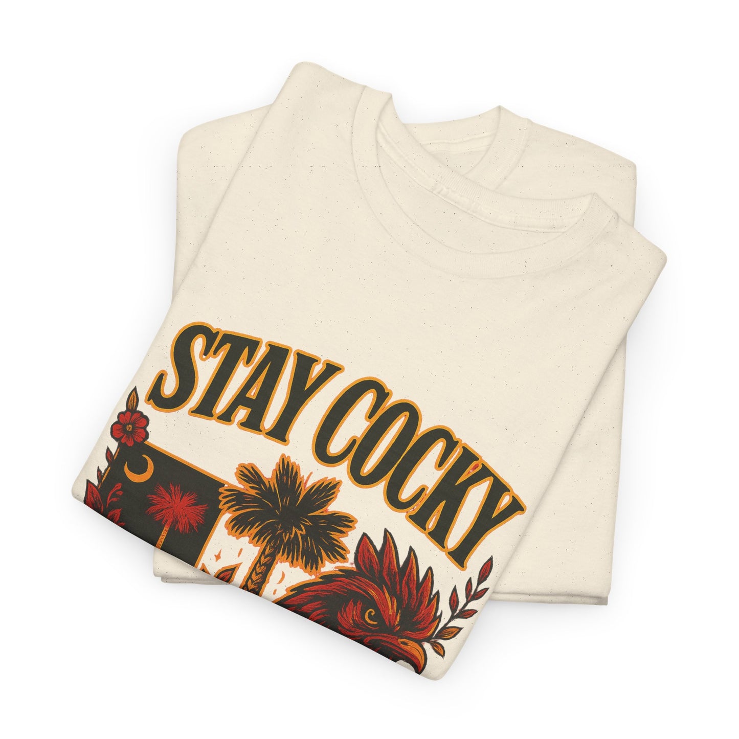 Stay Cocky Unisex Heavy Cotton Tee, Casual Graphic Tee, South Carolina Pride Shirt, Fun Vacation Wear, Perfect Gift for Gamecocks Fans