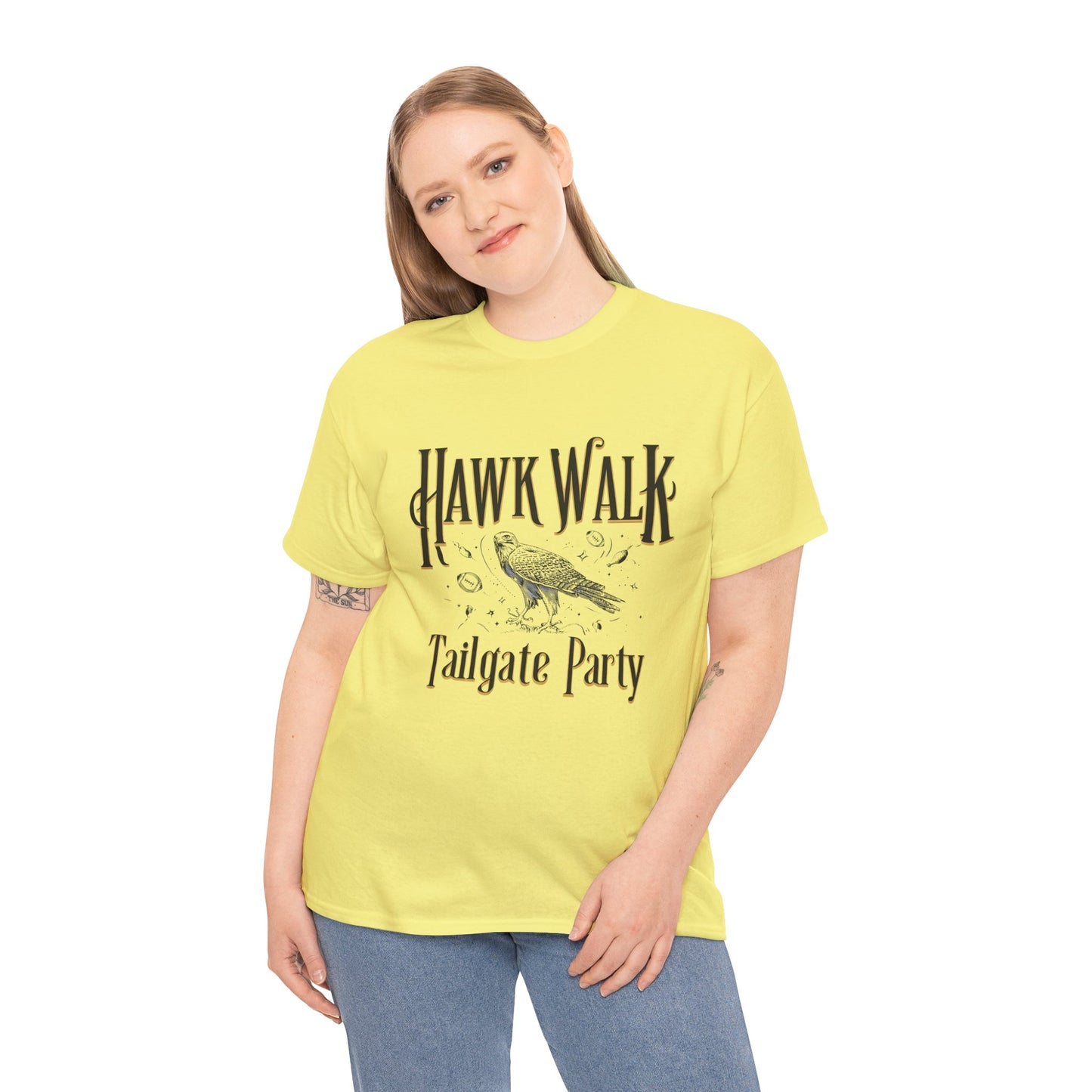 Hawk Walk Tailgate Tee, Unisex Cotton Shirt, Outdoor Event T-Shirt, Festival Wear, Bird Lover Gift, Sports Gathering Apparel