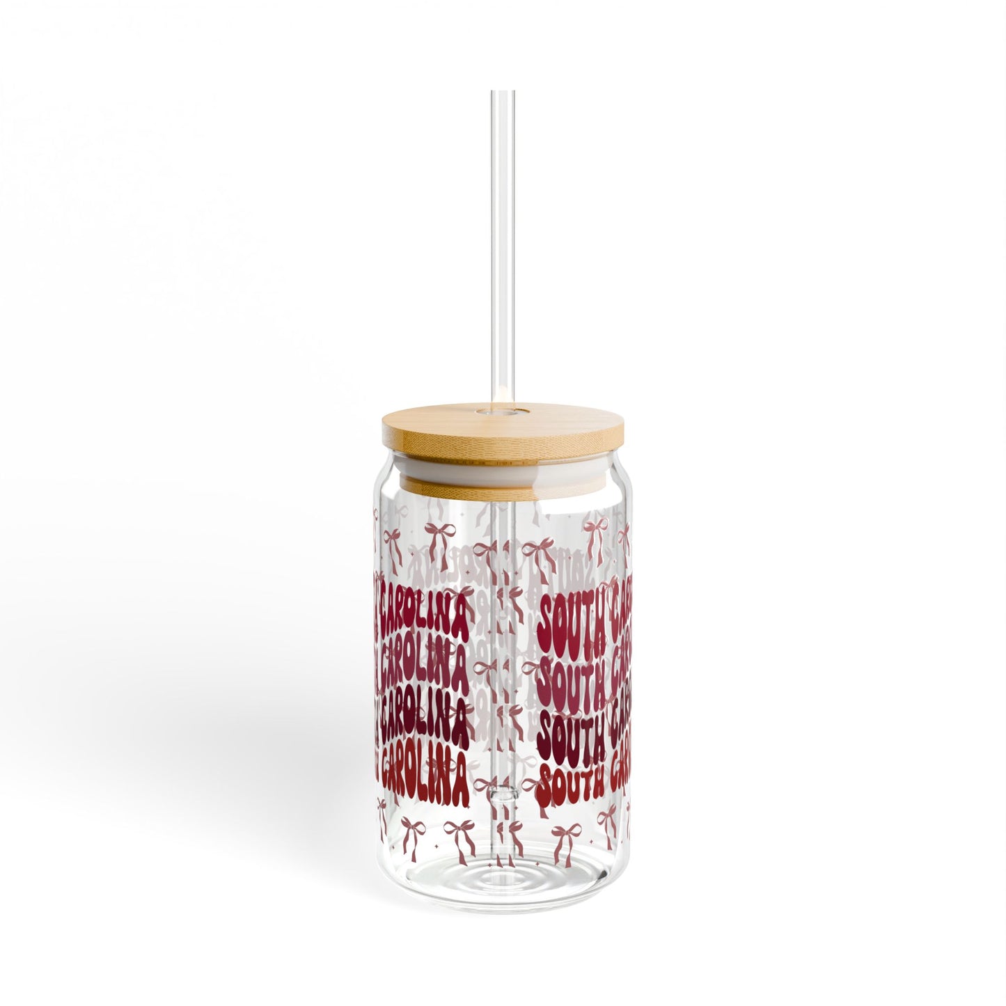Coquette Bow South Carolina Sipper Glass, 16oz | Tropical Drinkware, Summer Sipping, Perfect for Beach Days, SC gamecocks, south carolina gift, graduation gift