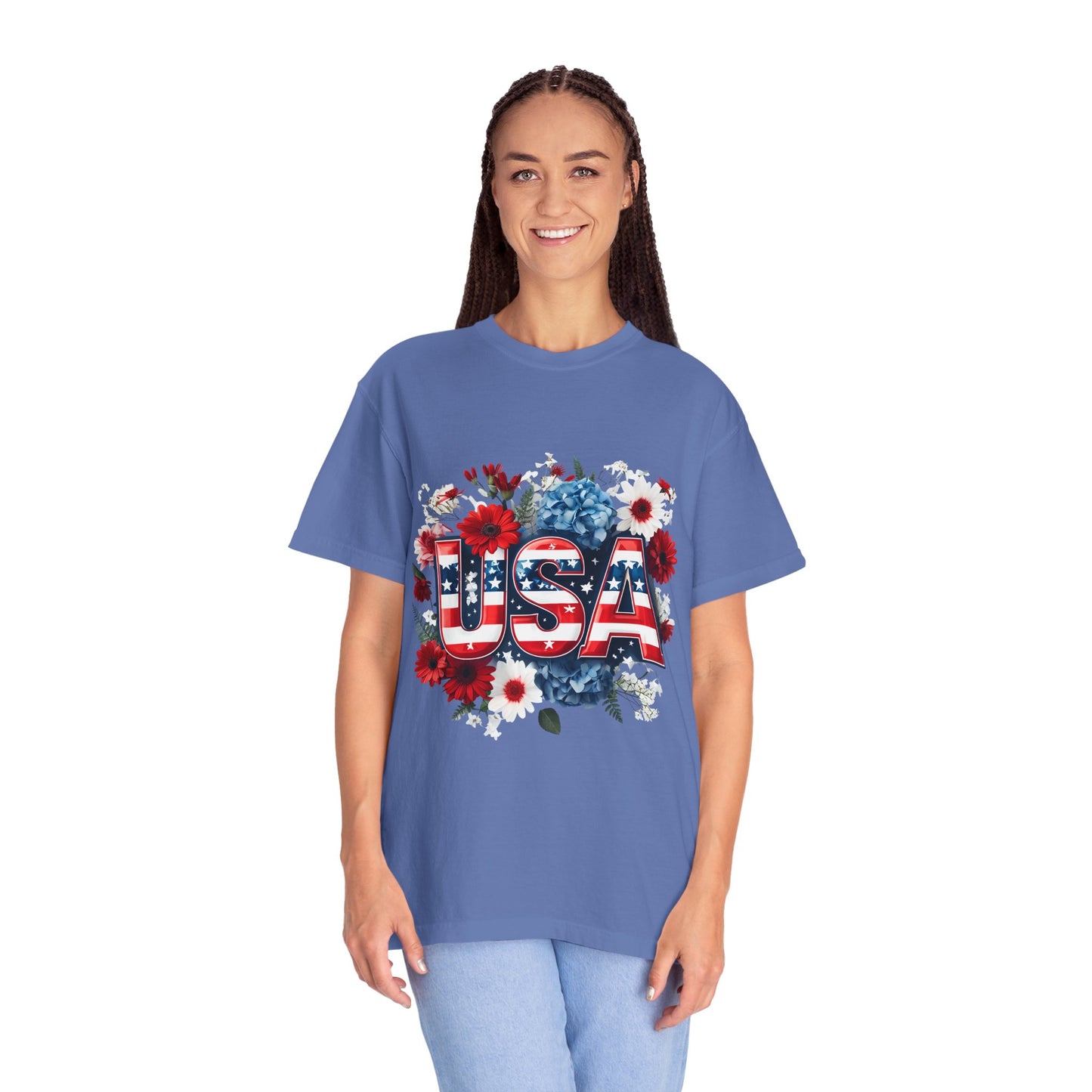 Patriotic Floral USA T-Shirt