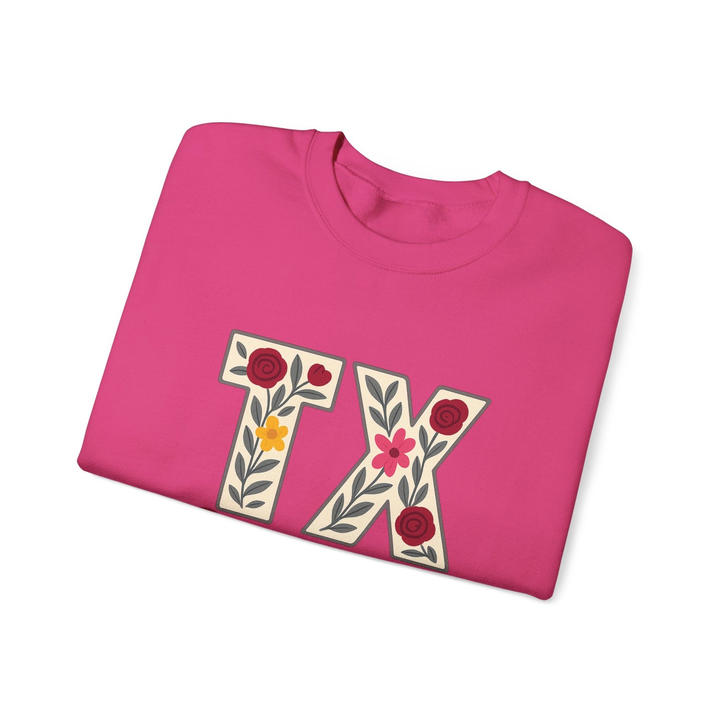 Texas Floral Crewneck Sweatshirt, Cozy Texas Sweatshirt, TX Gig'em Gift, Unisex Sweatshirt for Gamers, Floral Crew Neck for Casual Wear