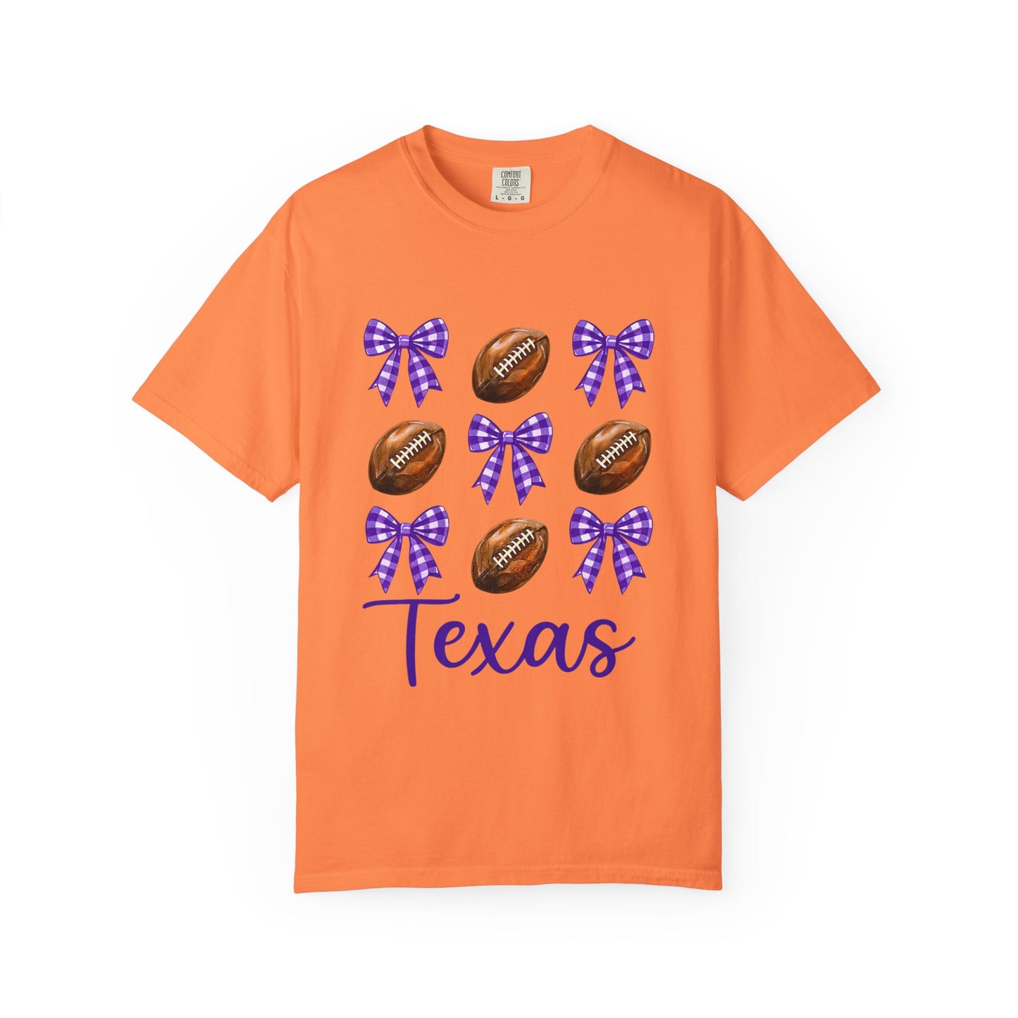Texas Football Unisex T-Shirt with Purple Bows - Game Day Sports Apparel for Horned Frogs Fans