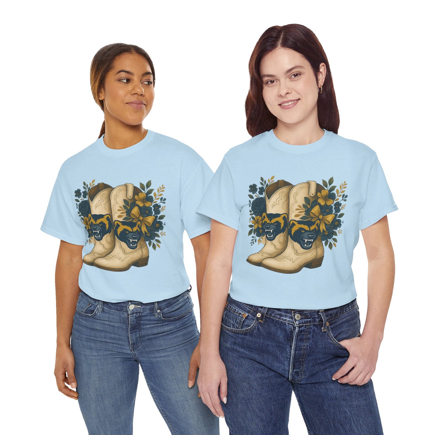 Graphic Tee - Michigan Wolverines Maize and Blue Country Chic Floral Cowboy Boots Vintage Style Shirt