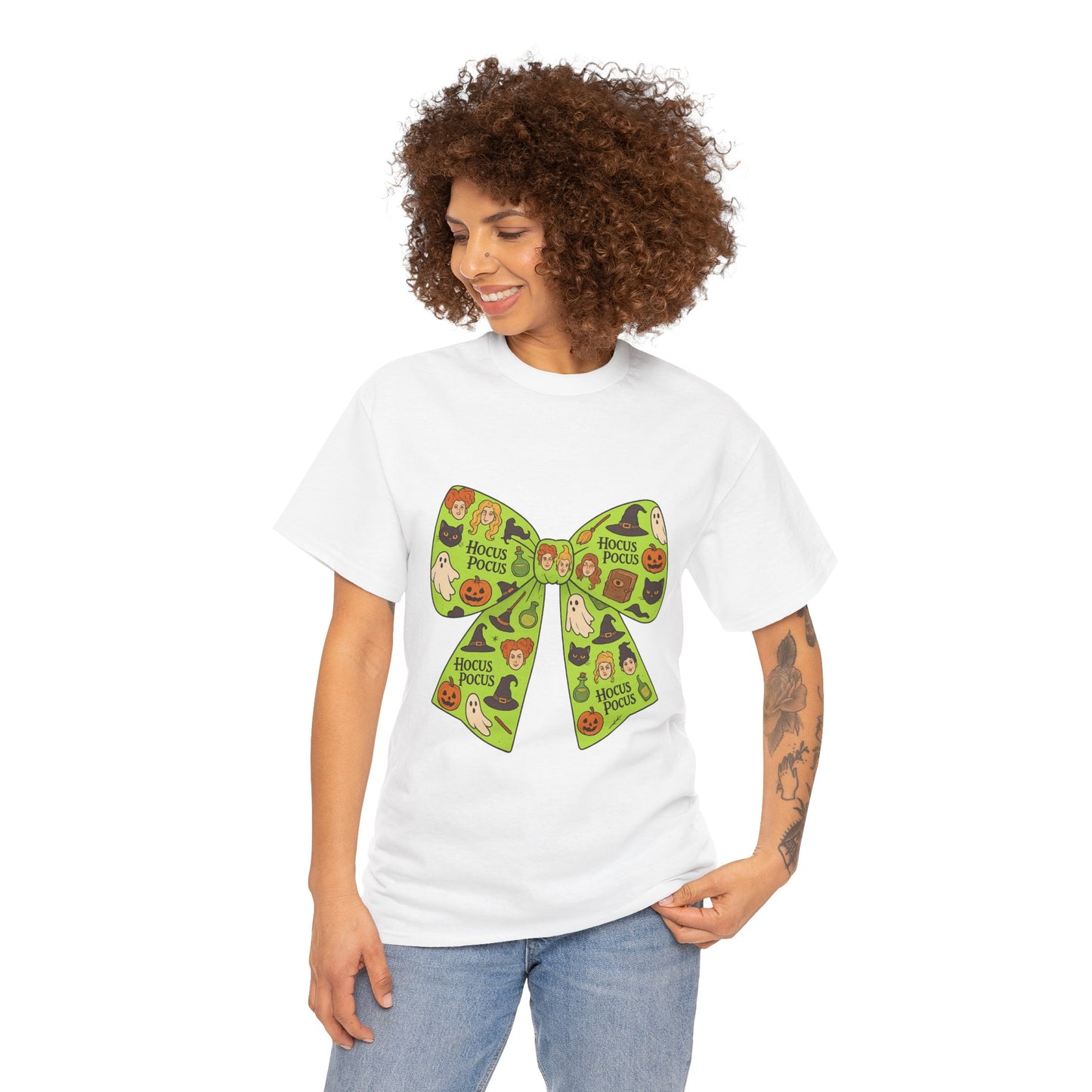 Halloween Graphic Tee, Spooky Season Unisex Shirt, Hocus Pocus Bow Tee, Autumn Style Shirt, Trick or Treat Apparel