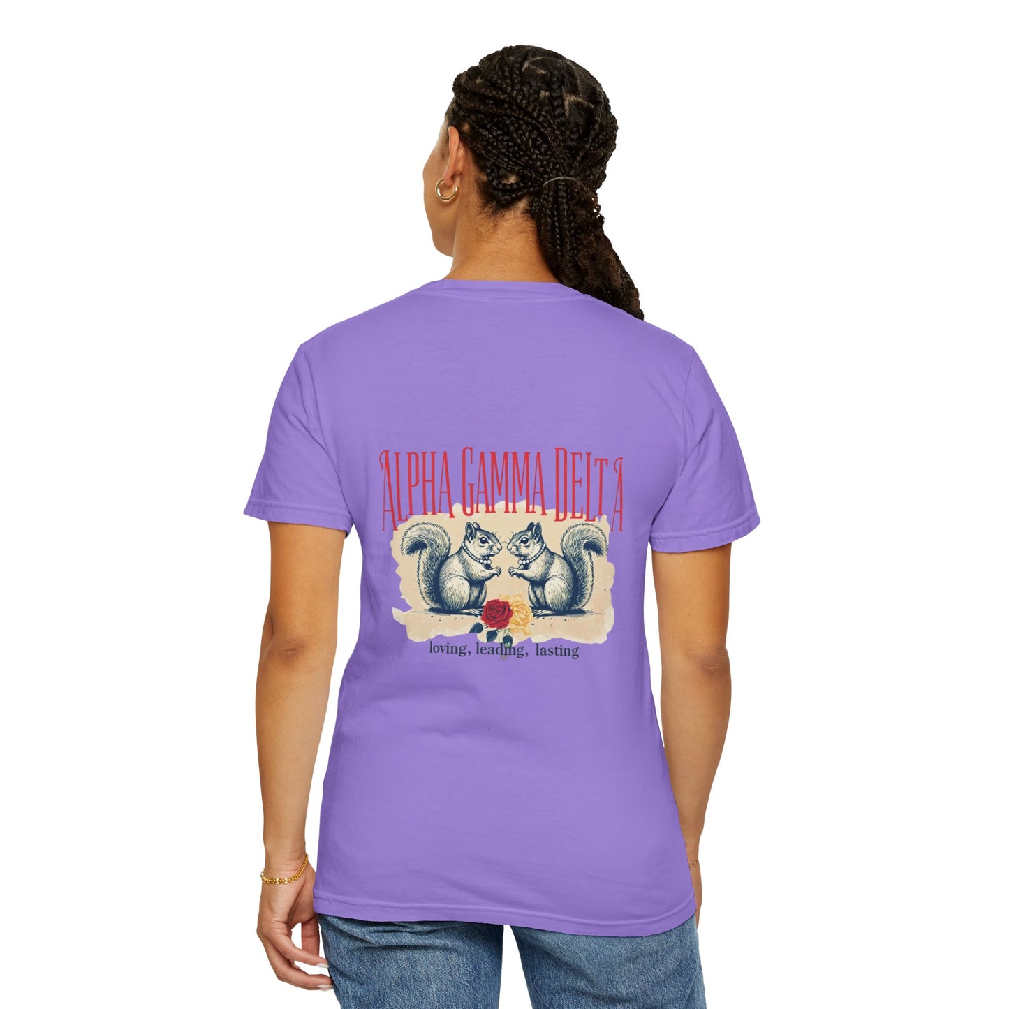 AGD Charming Sorority T-Shirt, Squirrel Design, Unisex Apparel, Perfect Gift, Casual Wear, College Life, Greek Life, Fraternity Events