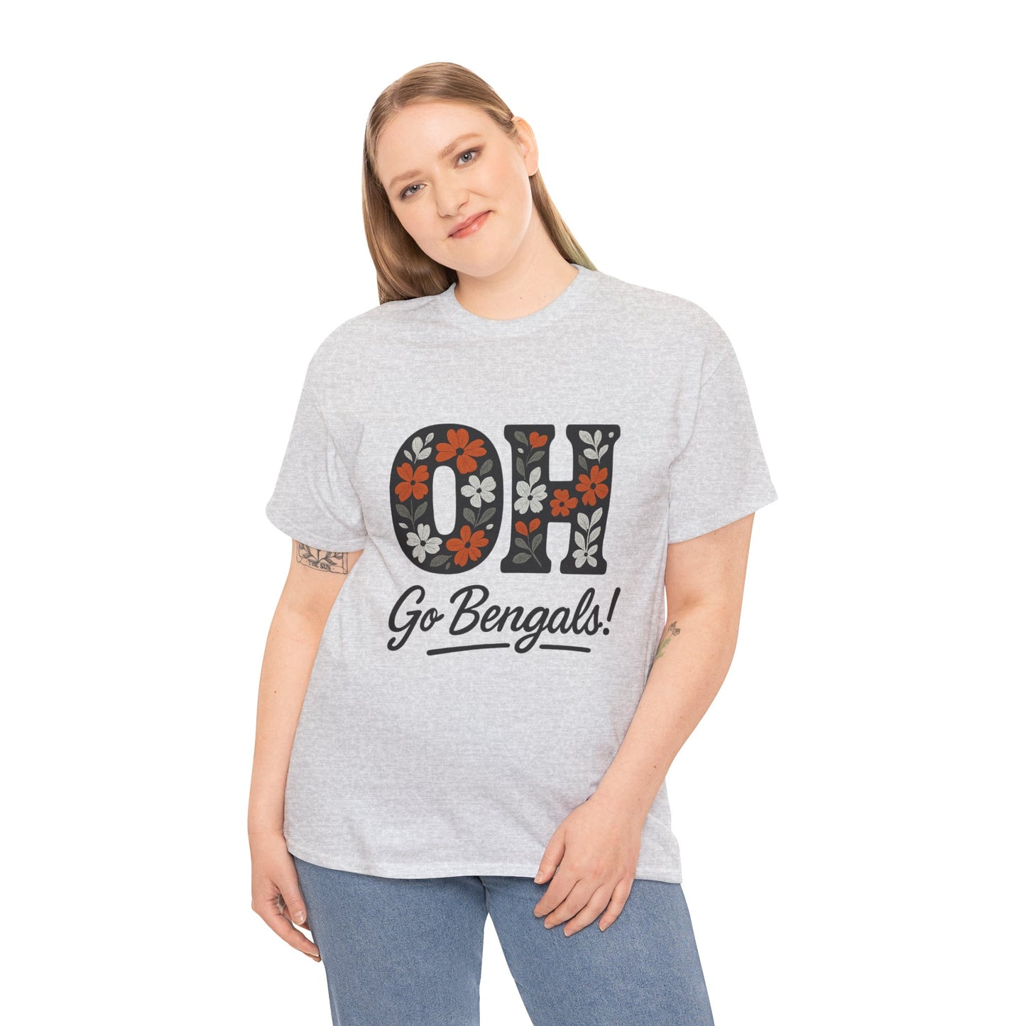 Bengals Floral Tee - Unisex Heavy Cotton