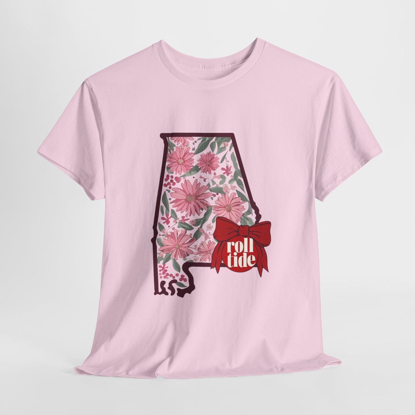 Floral Alabama Tee - Roll Tide Unisex Heavy Cotton T-Shirt, Casual Wear, Game Day Outfit, College Apparel, Southern Pride