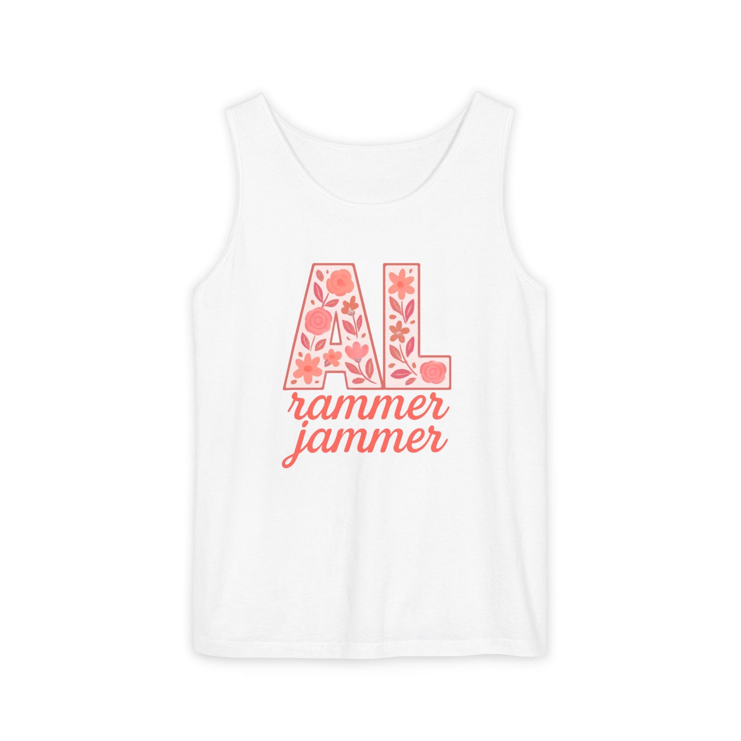 Floral Alabama Rammer Jammer Tank Top, Summer Tee, College Apparel, Game Day Shirt, Unisex Summer Clothing, Southern Style Top, Comfort Colors, Graduation Gift