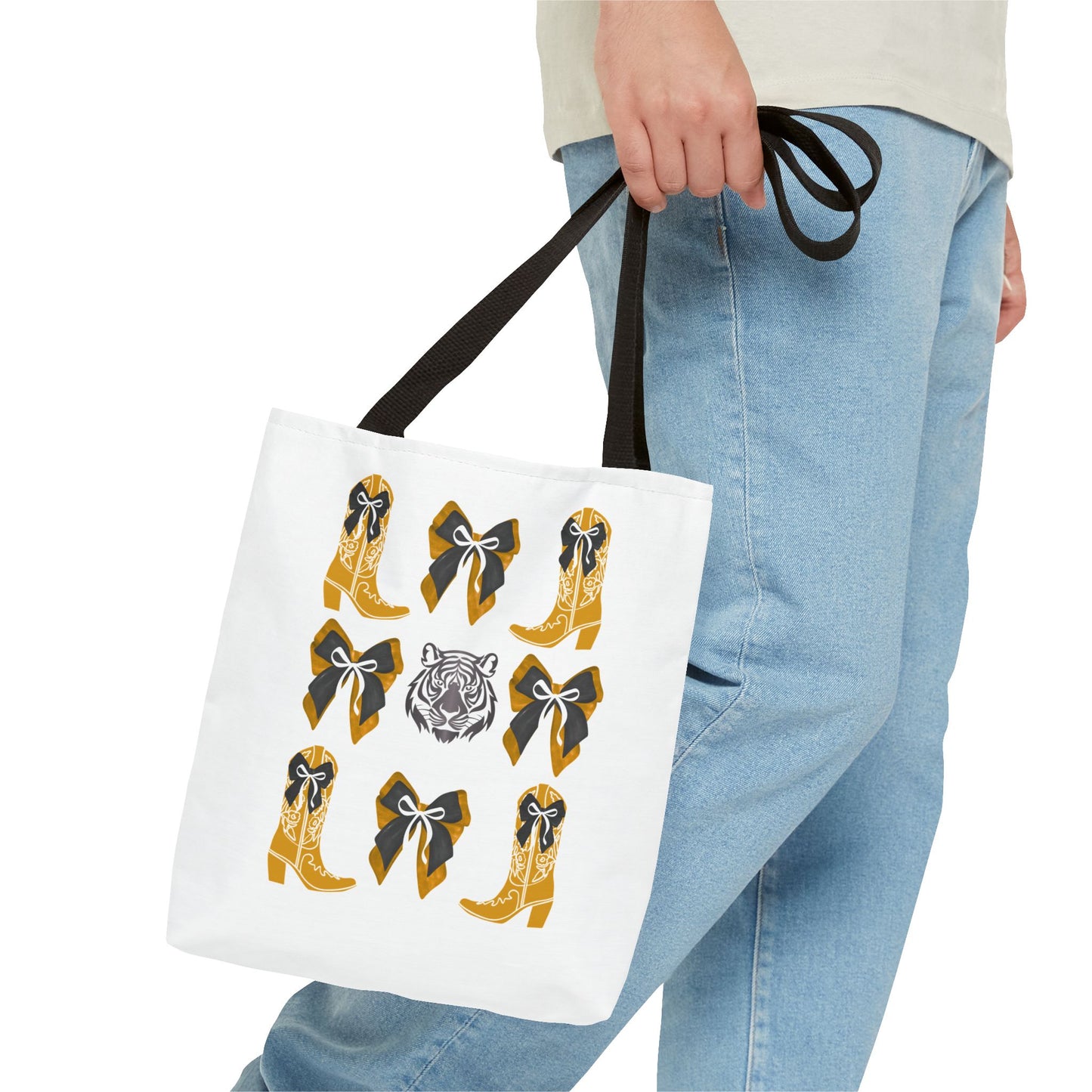 Mizzou tigers tote bag, missouri game day, Stylish Tote Bag with Boots and Tiger Design, missouri fan gift, missouri tigers alumni, graduation gift, mo tigers