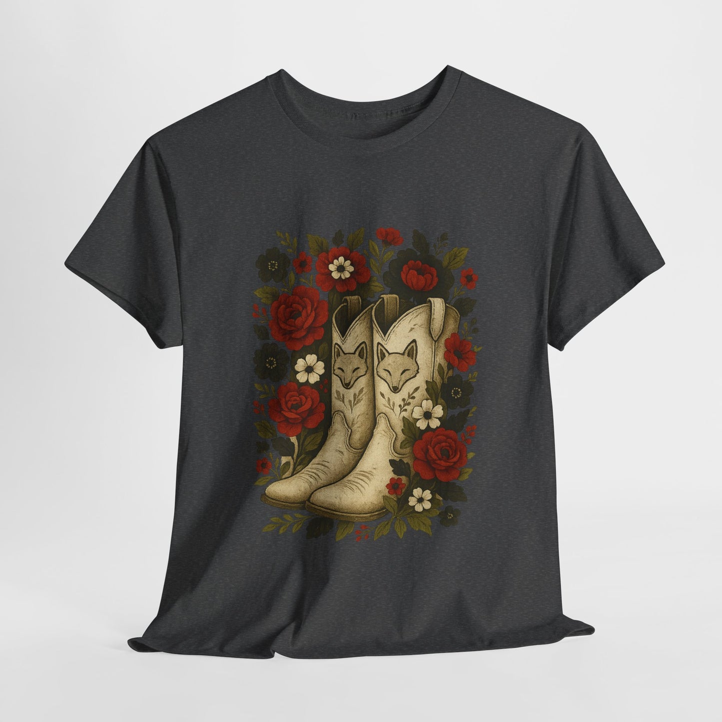 AR State Red Wolves Vintage Floral Cowboy Boots Tee
