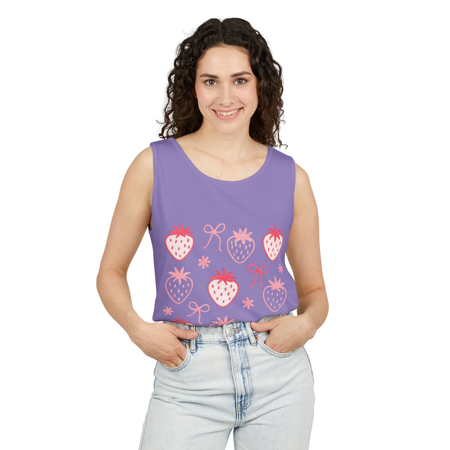 Strawberry Print Tank Top - Summer Vibes Beachwear