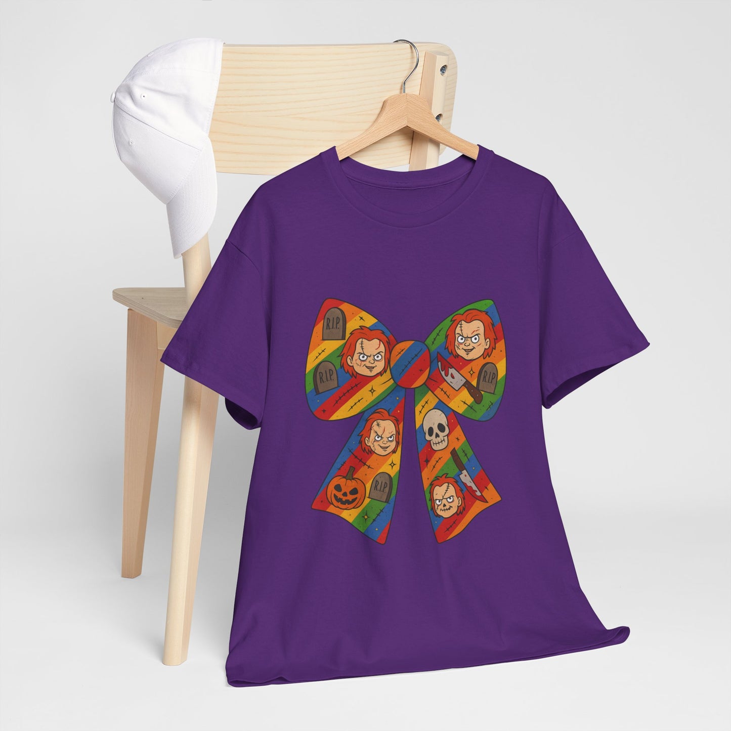 Colorful Halloween Bow Tee, Fun Costume T-Shirt, Halloween Party Shirt, Unisex Graphic Tee, Cozy Everyday Wear, Unique Gift Idea