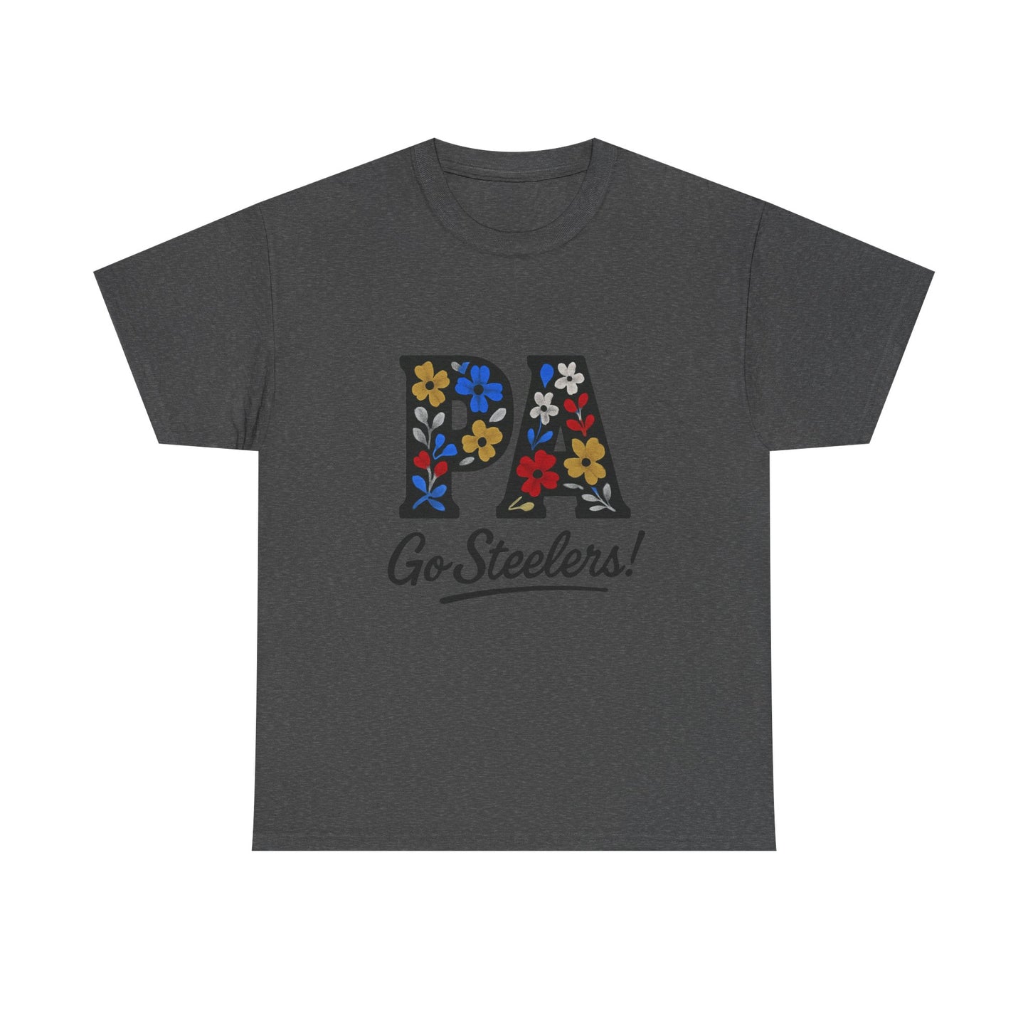 Sports Fan Tee - Floral PA Go Steelers Unisex Heavy Cotton Tee
