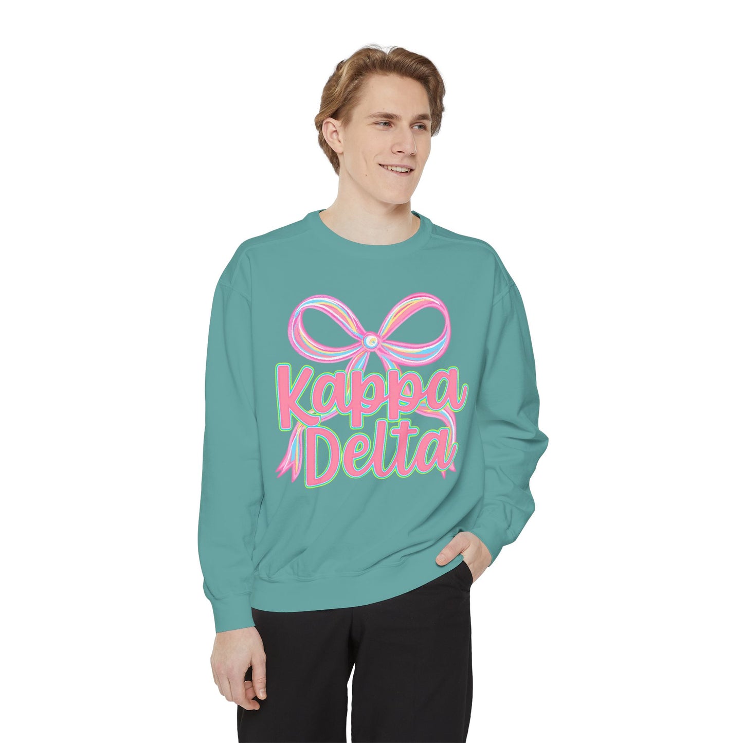 KD Comfort Colors Garment-Dyed Sweatshirt, Sorority Apparel, Cozy Gift, College Sweatshirt, Valentine's Day Gift, Customizable Sweater