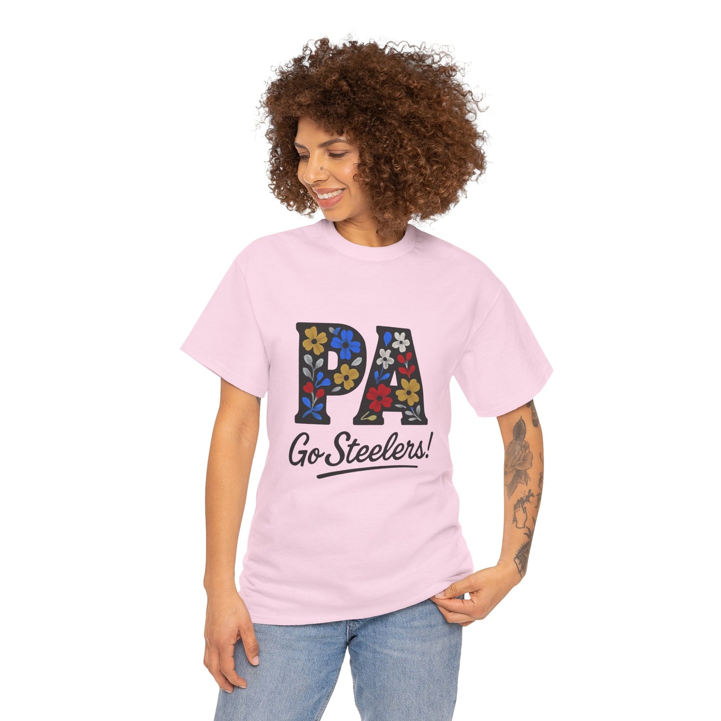 Sports Fan Tee - Floral PA Go Steelers Unisex Heavy Cotton Tee