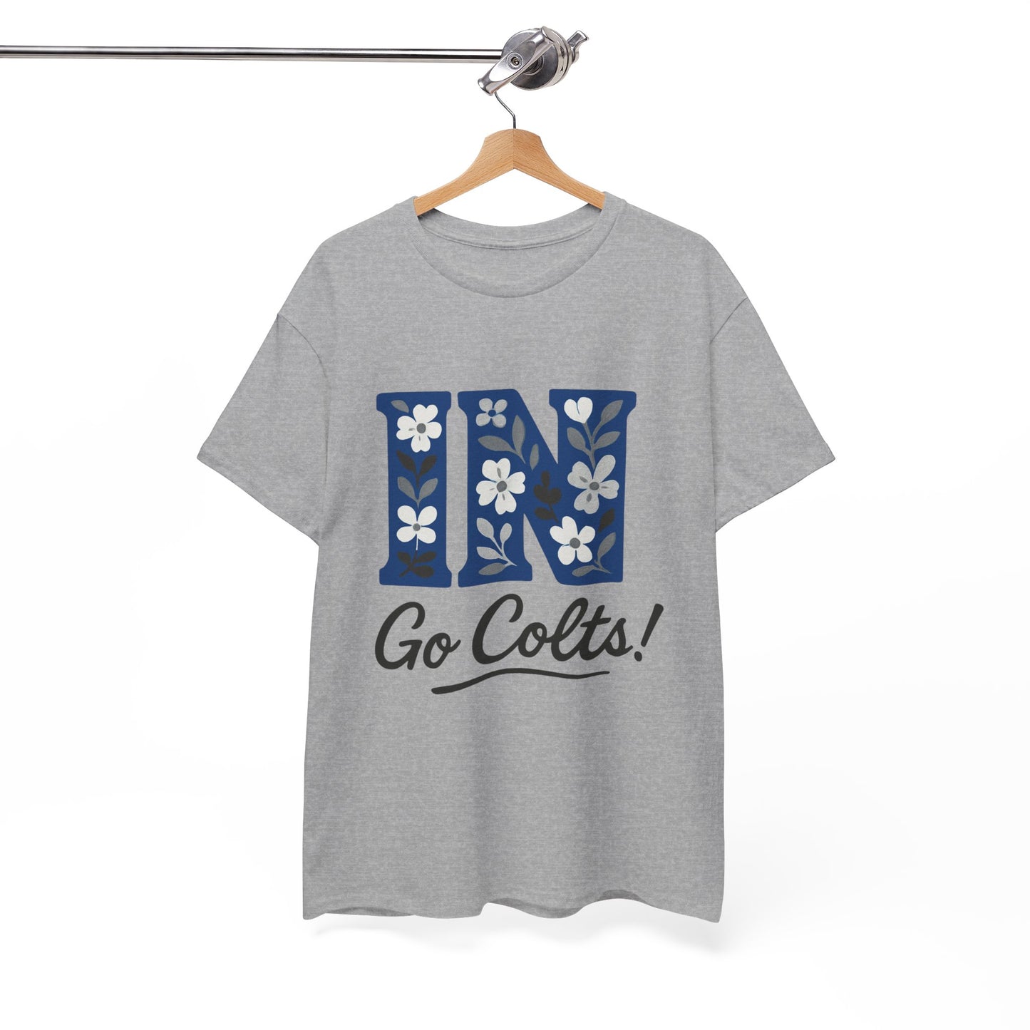 Floral Colts Tee | Unisex Heavy Cotton Tee for Sports Fans, Indiana Pride