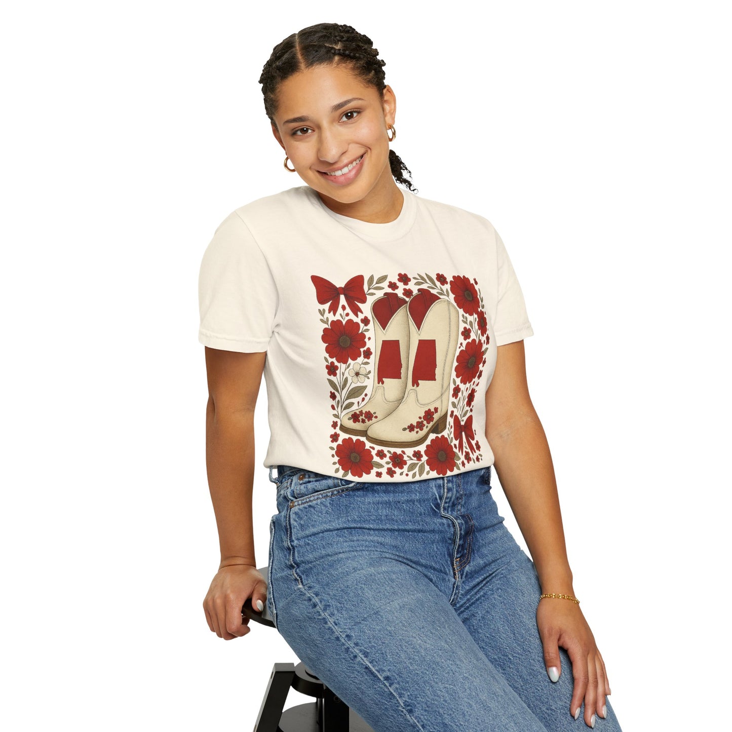 Vintage Cowboy Boots Floral Unisex T-shirt - Alabama Fan, Bama Game Day
