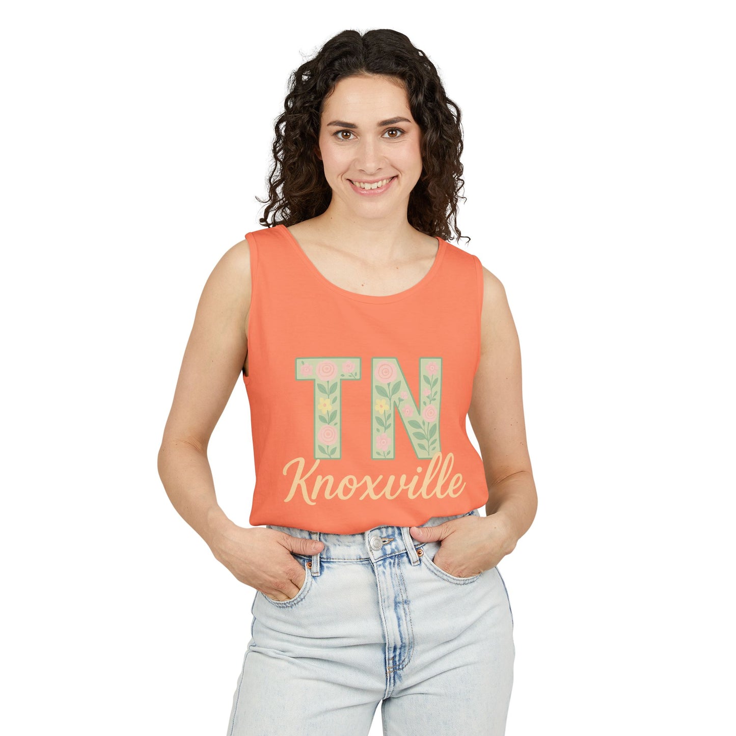 Tennessee Floral Tank Top, Unisex Sleeveless Shirt, Summer Tee, Casual Wear, Gift for Her, Comfort Colors, Graduation Gift, Rocky Top