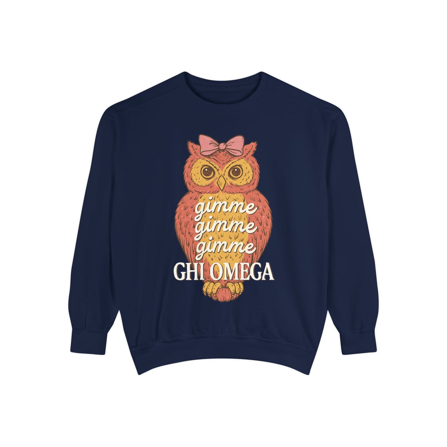Gimme Gimme Owl Sweatshirt, Unisex Sweatshirt, Sorority Apparel, Cute Owl Design, Cozy Gift, College Sweatshirt