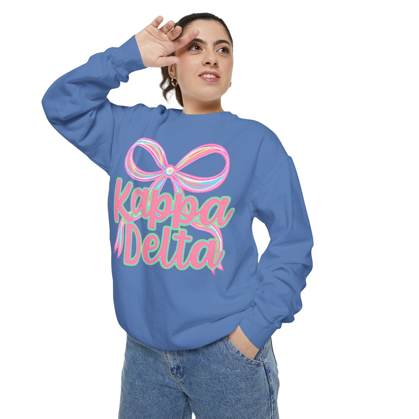 KD Comfort Colors Garment-Dyed Sweatshirt, Sorority Apparel, Cozy Gift, College Sweatshirt, Valentine's Day Gift, Customizable Sweater