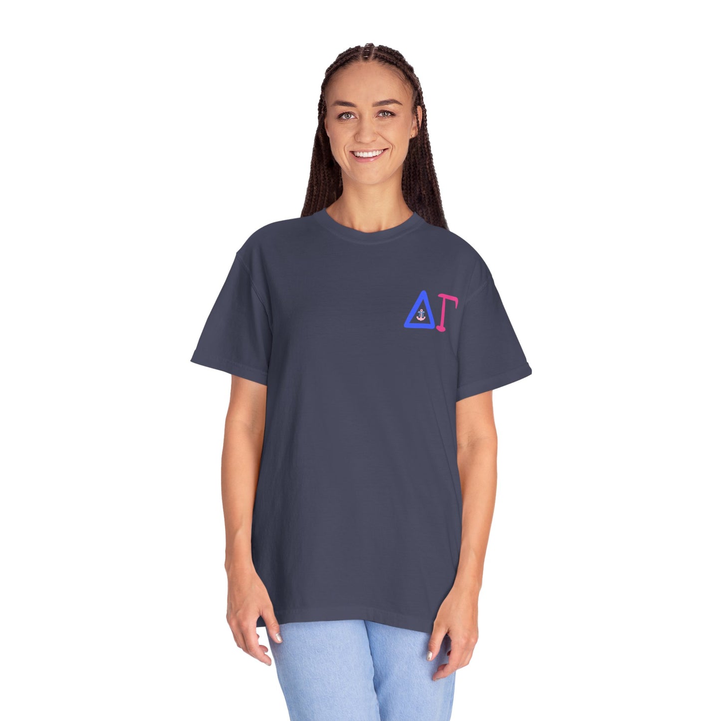 Delta Gamma Unisex Garment-Dyed T-Shirt, Sorority Pride Shirt, Nautical Design Tee, Perfect for Recruitment and Celebrations, Gift Idea