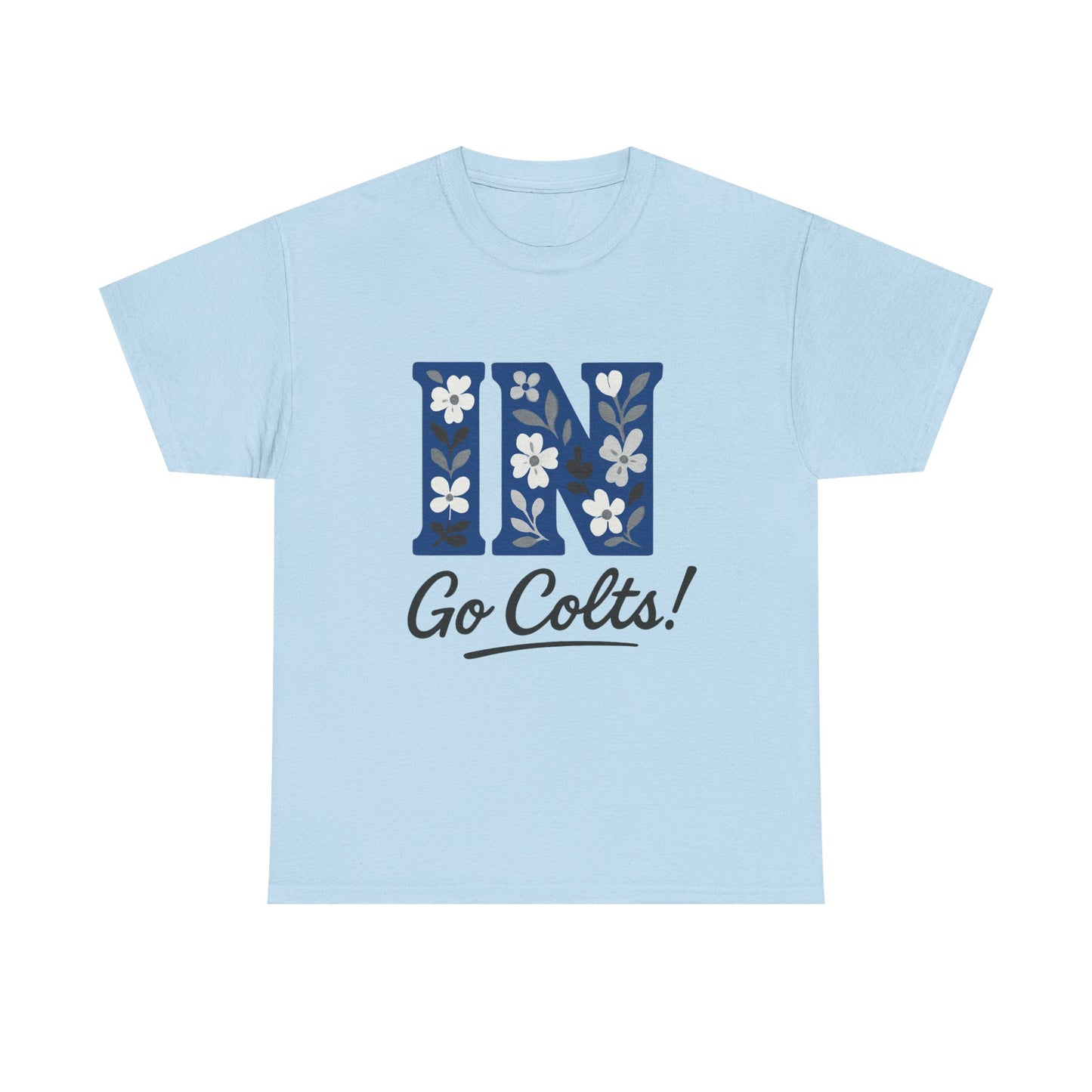 Floral Colts Tee | Unisex Heavy Cotton Tee for Sports Fans, Indiana Pride